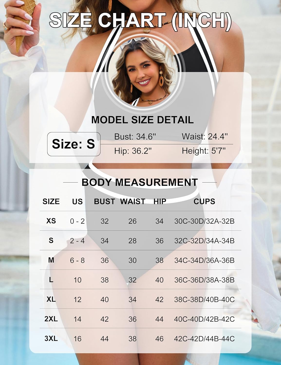 BMJL Women's High Waisted Bikini Sets Two Piece Swimsuits Sporty Tummy Control Bathing Suit Color Block Swim Suit - Image 6