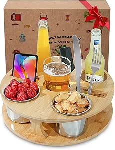 Cinnani Couchbar Aus Bambus - Sofa Organizer Mit Snackfächern & Getränkehaltern