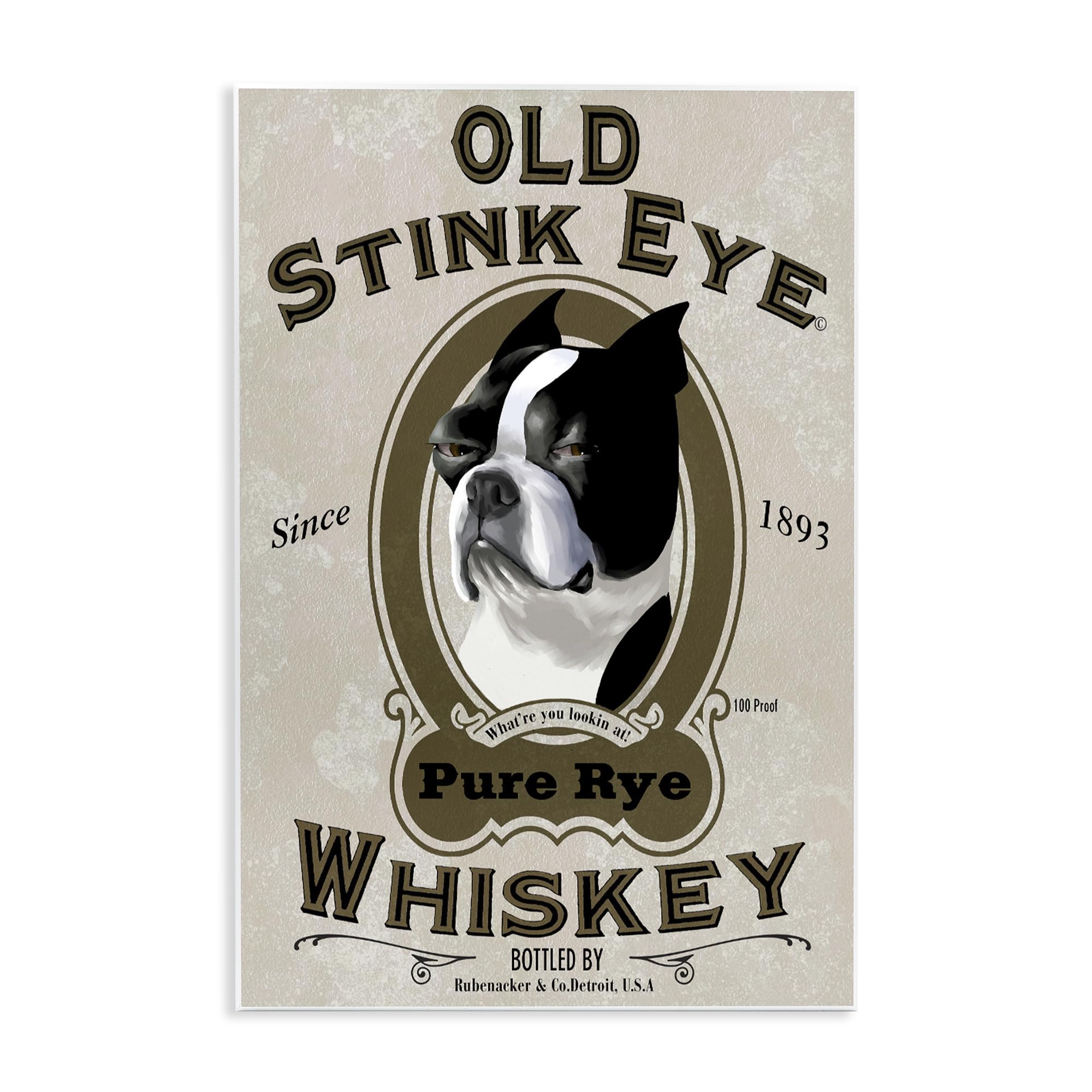 Stupell Industries 'Old Stink Eye Whiskey Vintage Pet Dog'| Wall Plaque Art