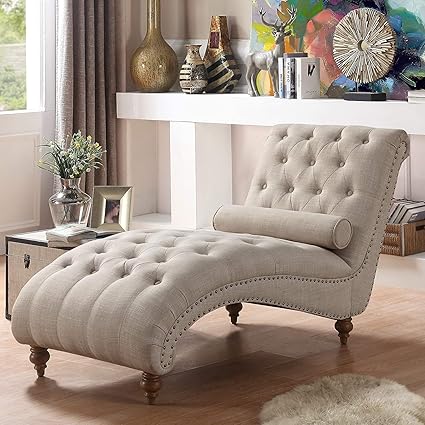WOOD ART INDIA Lazy Couch and Reclining Cream Color Sofa/Recliner Chaise Longue/Fabric recliners/for Bedroom/Living Room