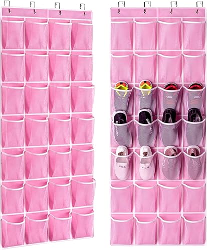 Miniatura 14 de KEEPJOY Organizador de zapatos sobre la puerta con 10 niveles, color blanco, con soporte para colgar y bolsillos grandes y profundos, apto