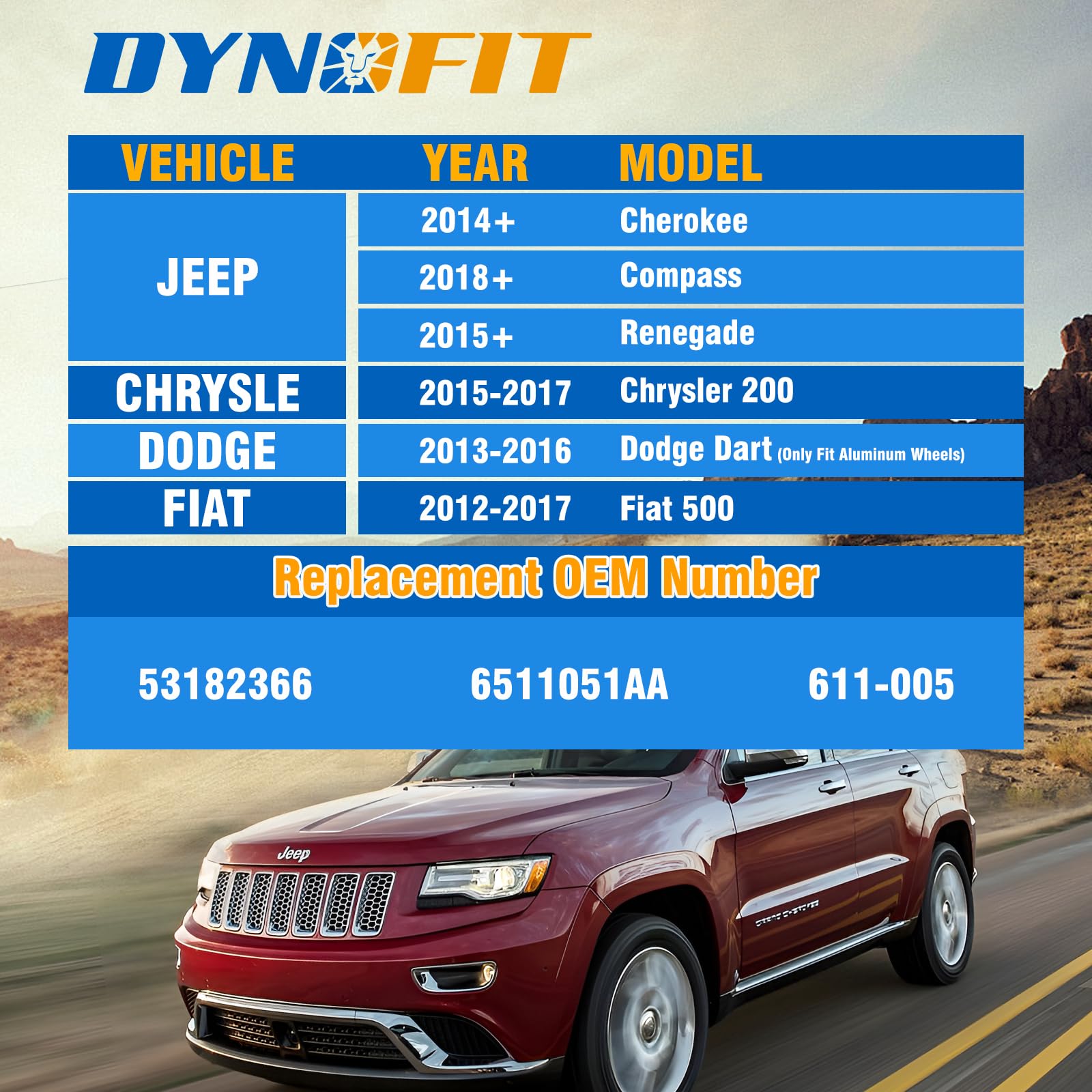 Dynofit Set di bulloni M12 x 1,25 compatibili con Je-ep Compass Cherokee Renegade, 20 dadi da 12 mm x 1,25 per Fiat 500 Dodge Dart Chrysler 200, bulloni per ruota con gambo da 28 mm OE#6511051AA 611