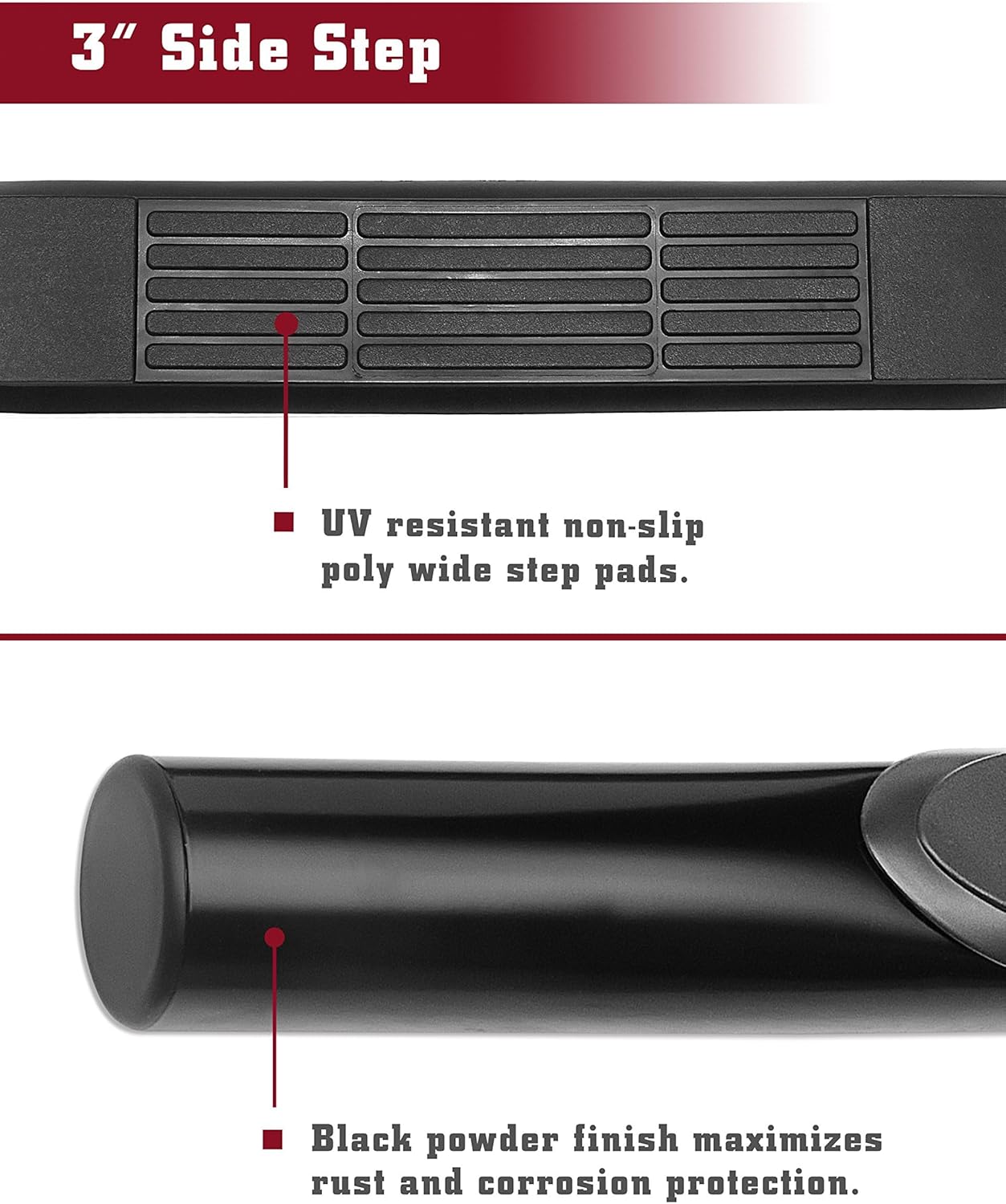 TAC Side Steps Fit 2002-2006 Honda CRV 3" Black Side Bars Nerf Bars Step Rails Running Boards Rock Panel Off Road Exterior Accessories (2 Pieces Running Boards)