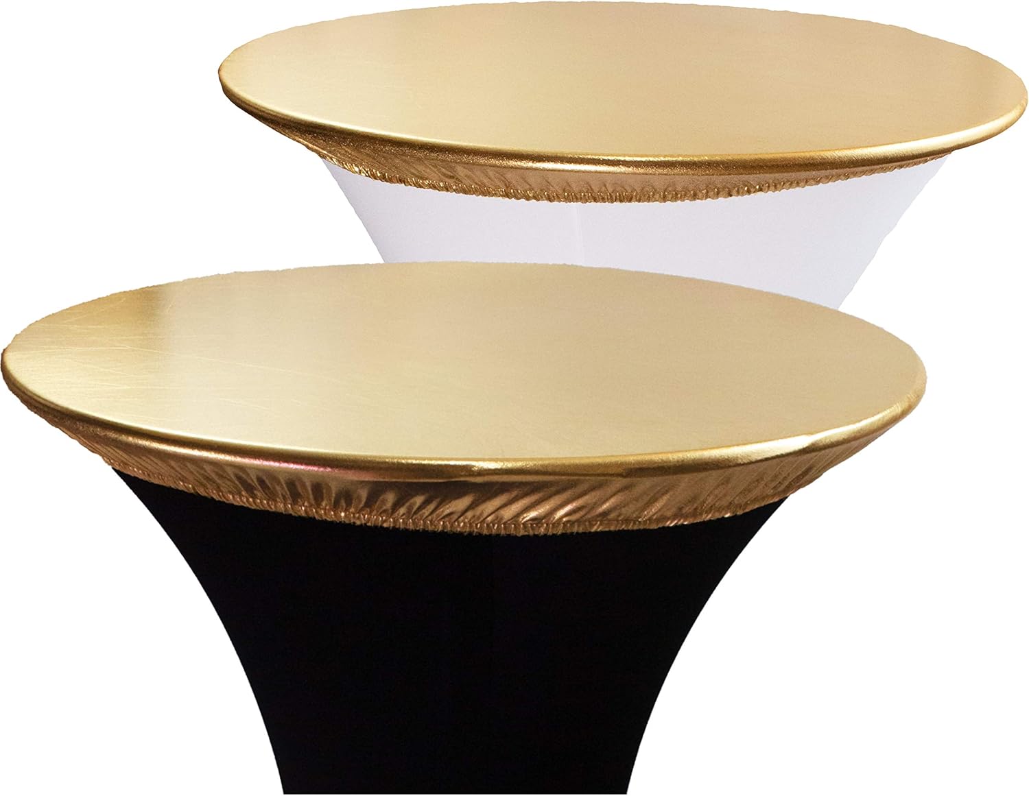 2-Pack Gold Spandex Table Topper Cap (36'') for Round Cocktail Tables, Adding Precious Metallic Glitter and Luxurious Accents, Protecting From Spill, for Weddings Parties Banquet, Restaurants