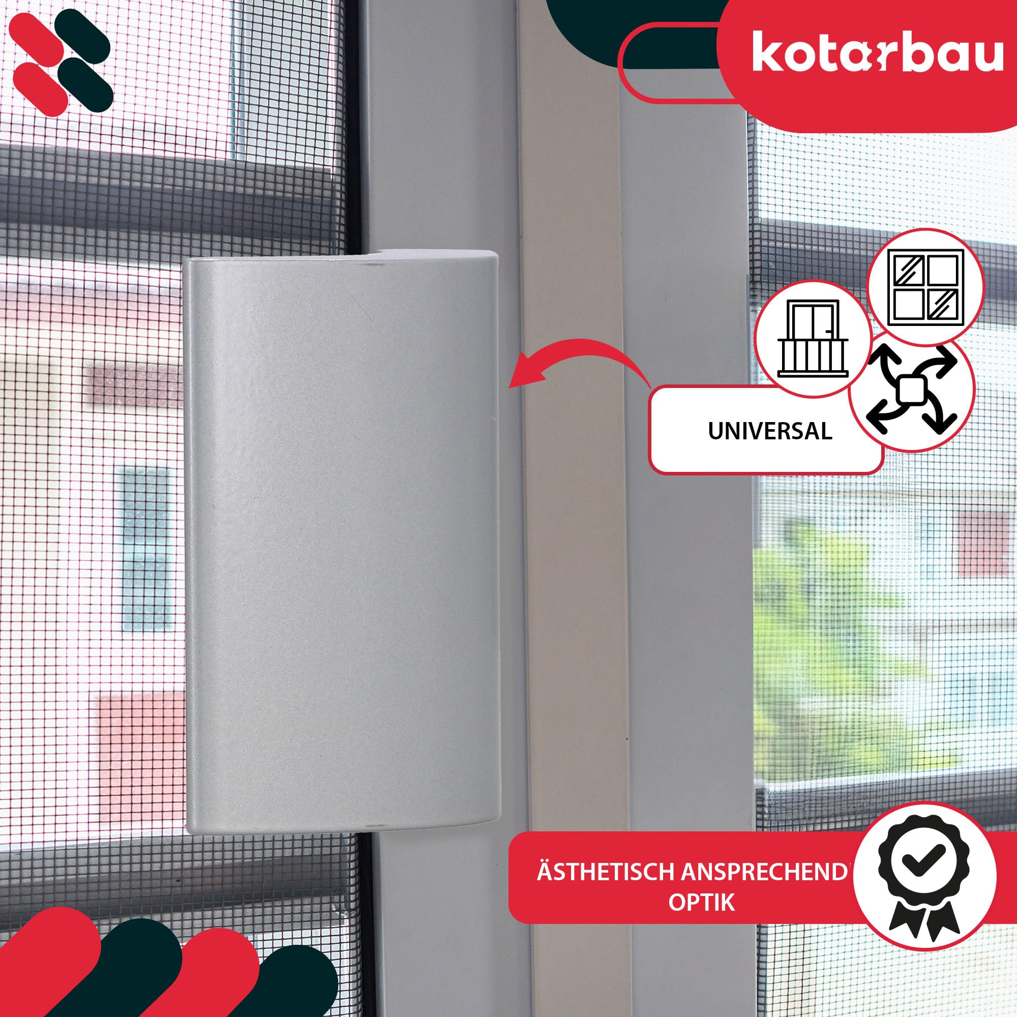 KOTARBAU® Manija para puerta de balcón, Tirador de puerta de terraza, Tirador de puerta plateado, Manilla para puerta balconera, Asa de agarre para fumadores, Manilla de aluminio para balcones