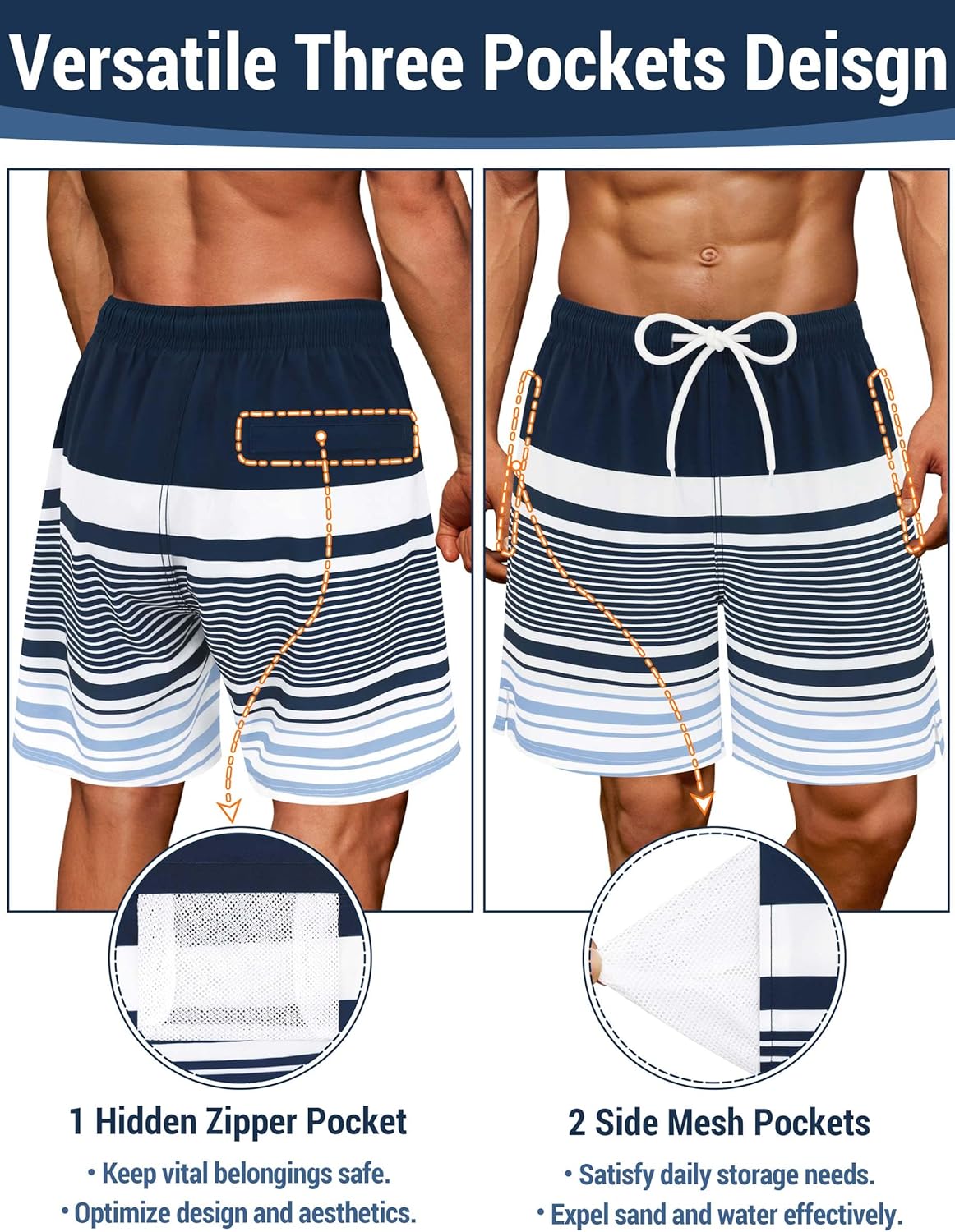Olreco Mens Swim Trunks with Compression Liner 7" Quick Dry Mens Bathing Suit Men Swim Shorts Men Board Shorts Men's Swimwear - Image 2