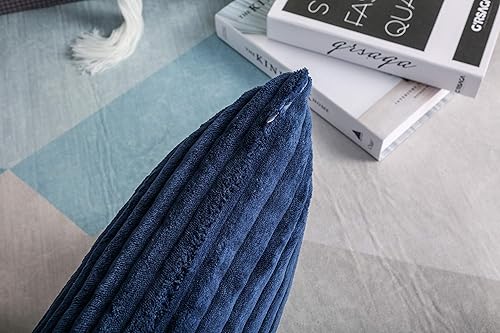 Miniatura 4 de TangDepot - Juego de 2 fundas de terciopelo suave a rayas grandes de pana para cojín