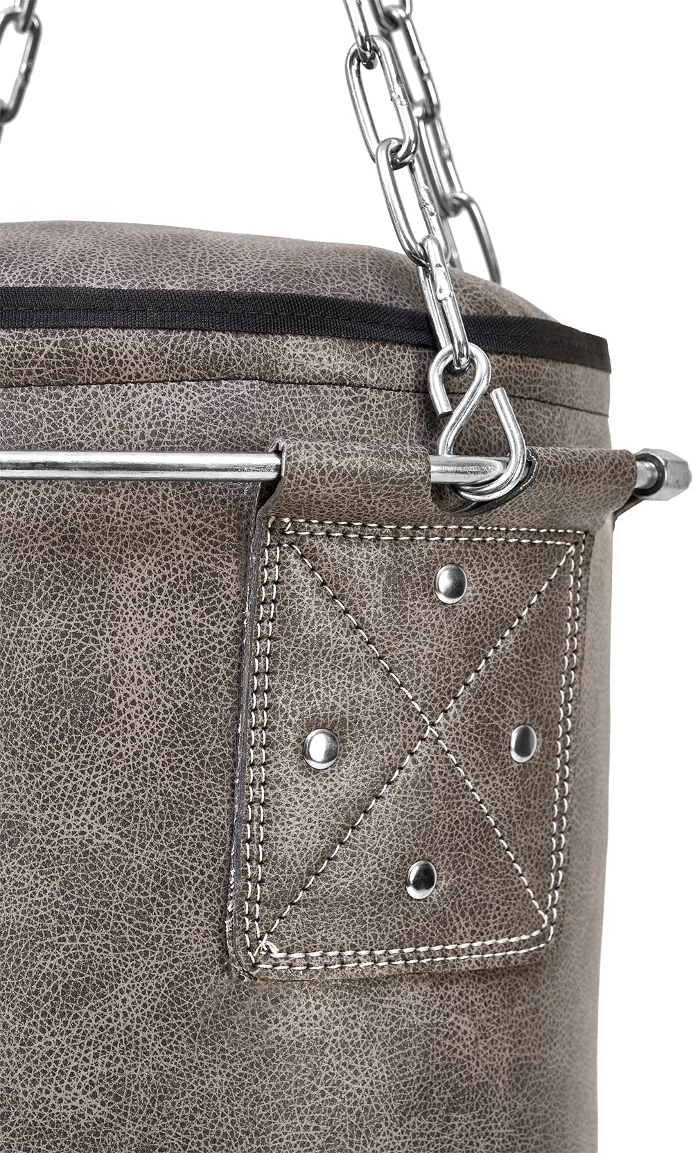 Bad Company Sac de frappe vintage avec chaîne en acier robuste à quatre points et anneau en métal I Sac de frappe en cuir synthétique rempli ou vide I 80/100/120/150/180 x 35 cm