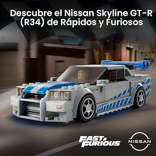 Miniatura 2 de LEGO Speed Champions 2 Fast 2 Furious Nissan Skyline GT-R (R34) 76917 - kit de construcción de autos de carreras, coleccionable con minifigura