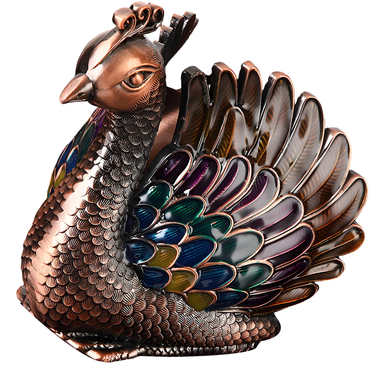 WEILWH Decorative Metal Peafowl Ashtray Windproof Ashes Holder with Lid for Home Offices and Garden Decoration Housewarming Gift Windproof Ashtray
