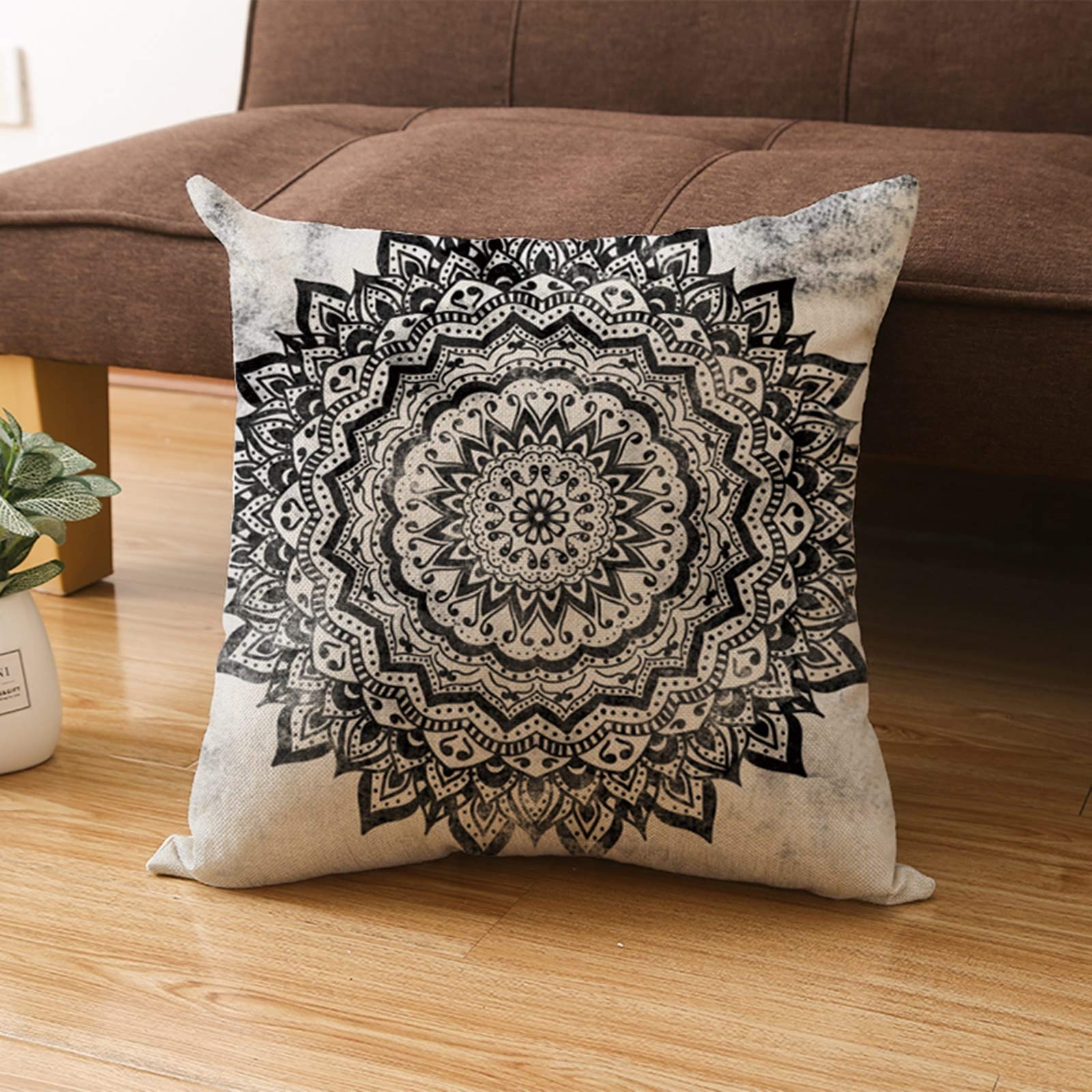 Federa Cuscino In Seta Mandala 40x40 Cm – Arancio Ruggine Fatto A Mano India