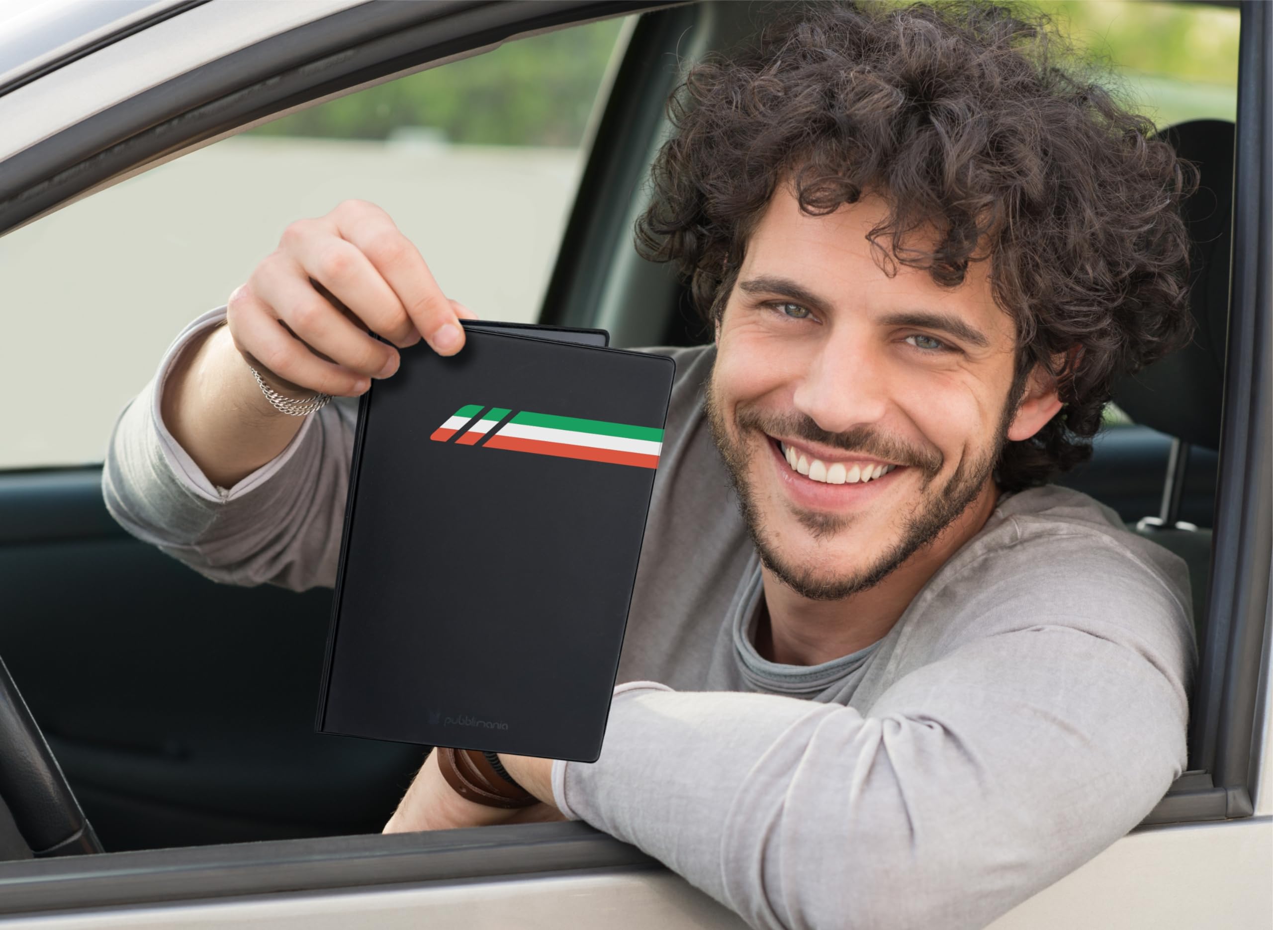 pubblimania Portadocumentos para Coche o Moto, Cierre de Dos Puertas, Fabricado en Italia, para Documentos, Tarjetas, Seguros, Sellos o Documentos de Viaje (Italia)