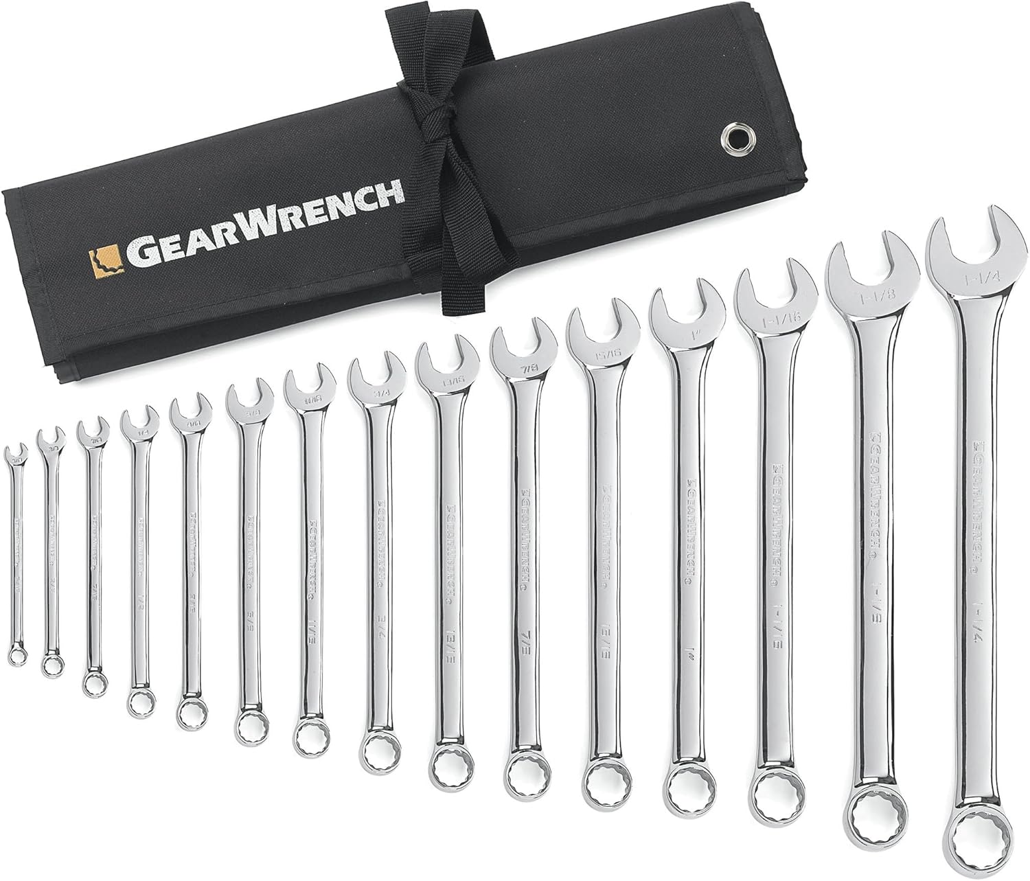 GEARWRENCH 15 Pc. 12 Pt. Combination Wrench Set, Long Pattern, Metric - 81902