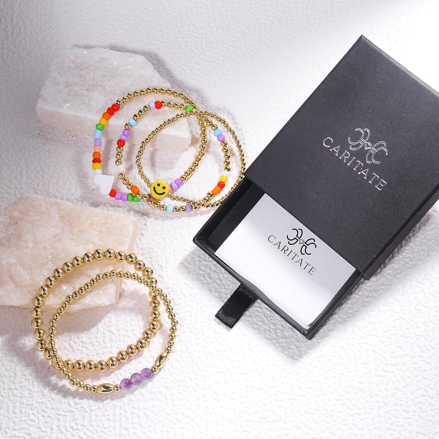 Gold Bracelets for Women Waterproof, 14K Gold Plated Beaded Cross Bracelets Set,Boho Stretch Bracelets Stackable Jewelry for Women Teenage Girls Jewelry Christmas Gifts - Image 7