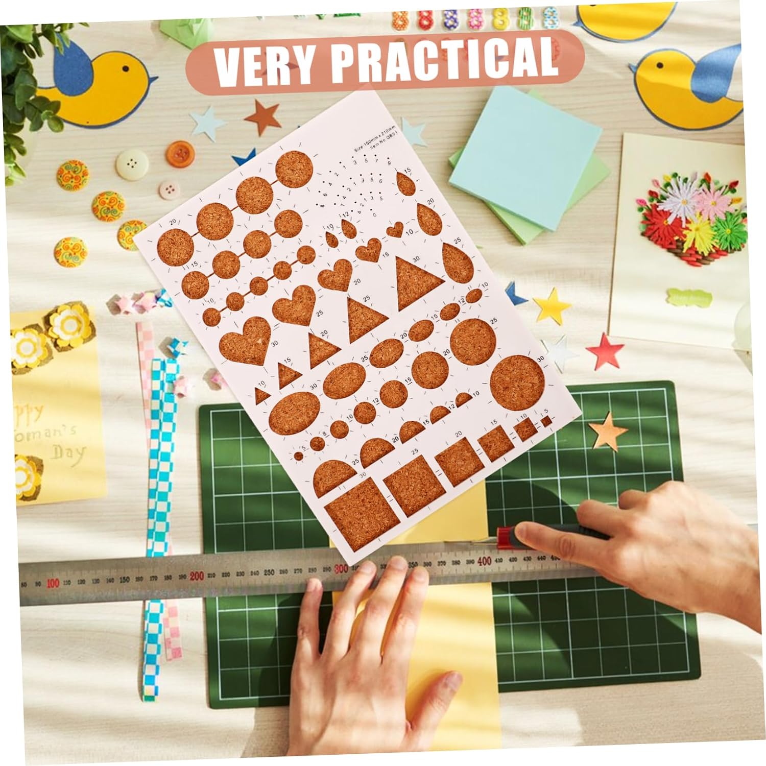 VILLFUL Slotted Paper Quilling Tool Paper Quilling Lightweight Portable Cork Abs