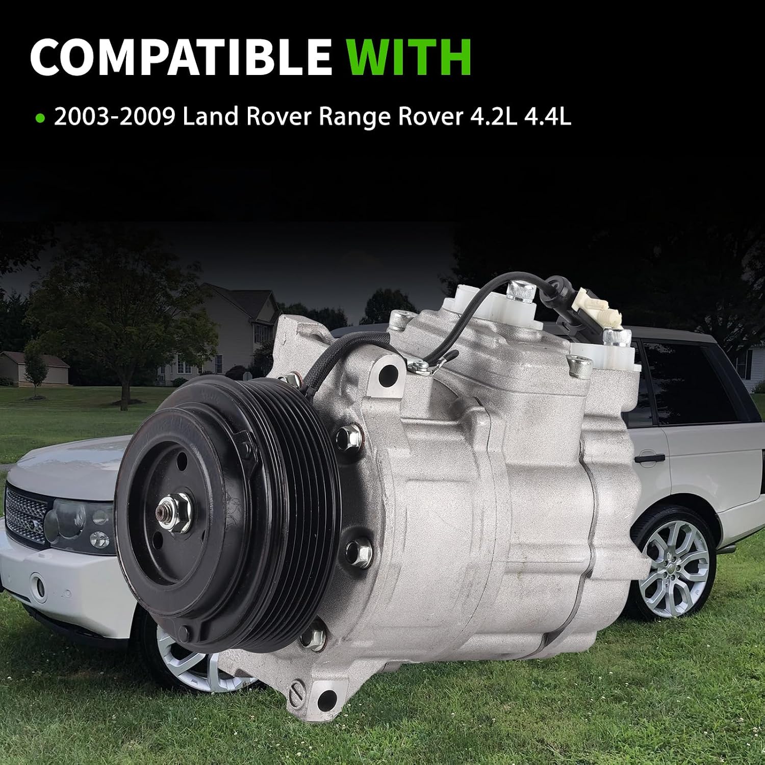 JPB500231 AC Compressor with PXV16 Style Compatible with 2003-2009 Land Rover Range Rover 4.2L 4.4L Replace JPB500210 LR012799 JPB500211 JRJ500020