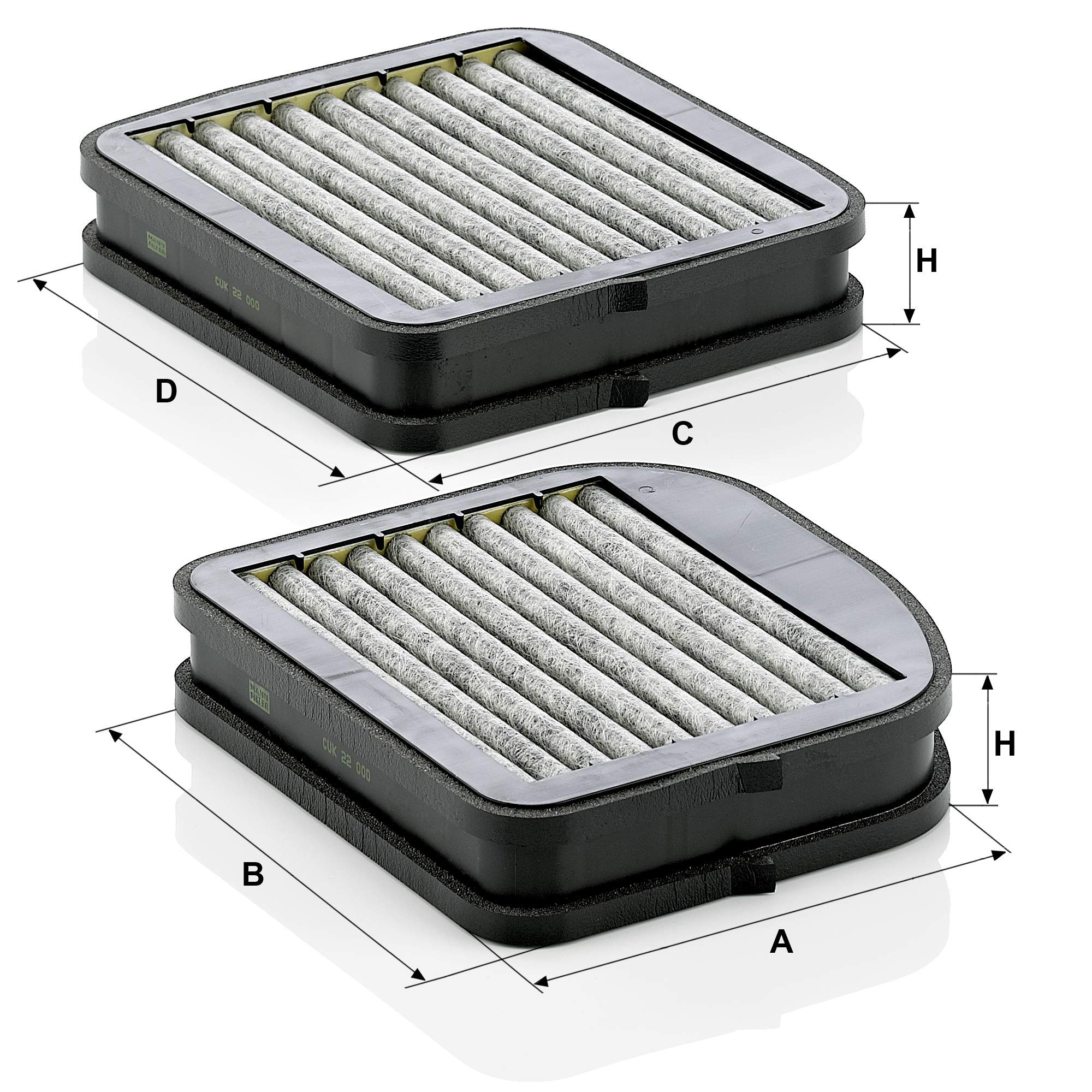 MANN-FILTER, CUK 22 000-2 Filtro abitacolo, Carbone attivo