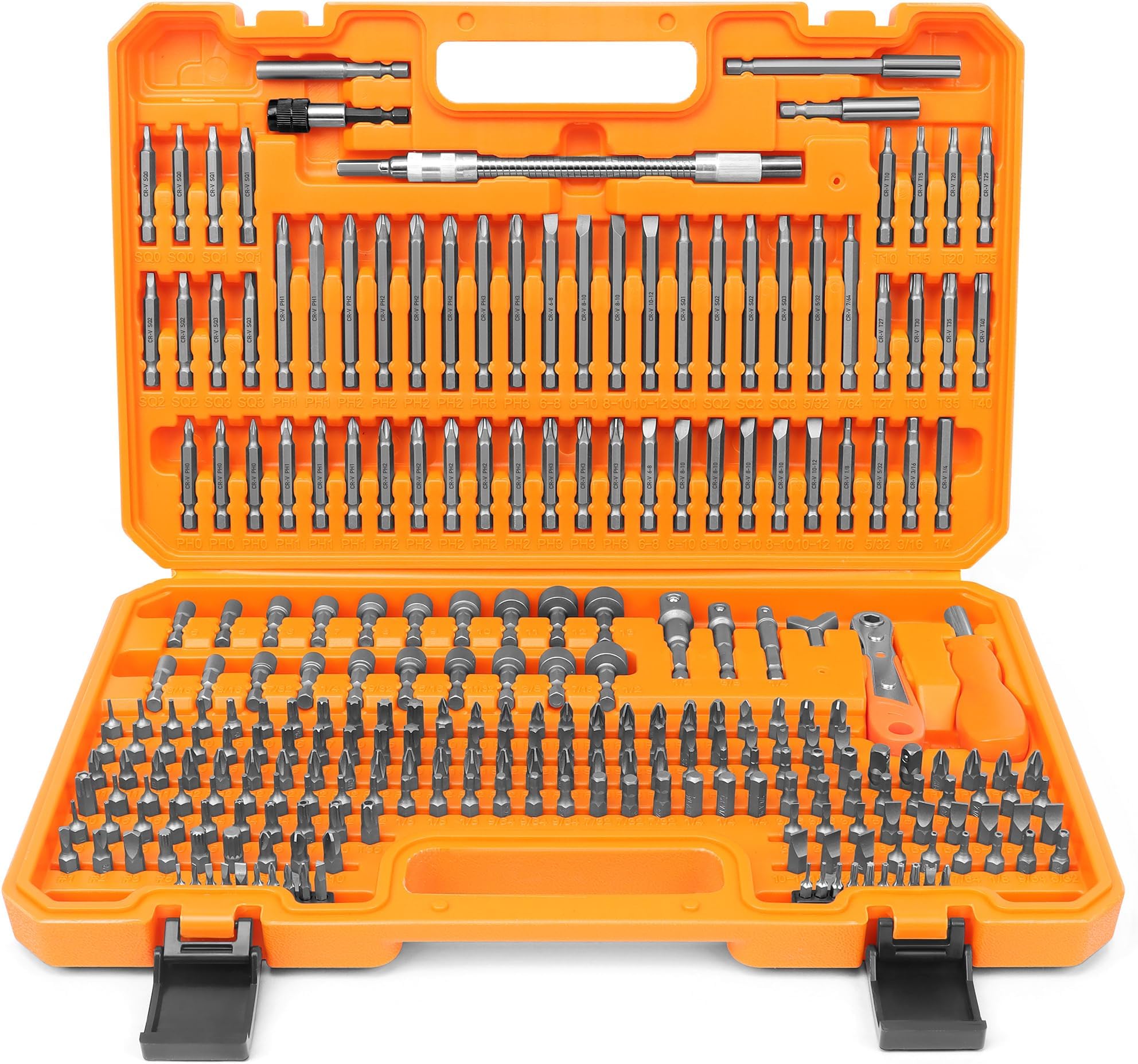 Amartisan 258-Piece Ultimate Screwdriver Bit Set,Chrome Vanadium Steel Driver Bit Set, Security bit set, Includes Bits Holder, Nut Driver, etc (Orange)