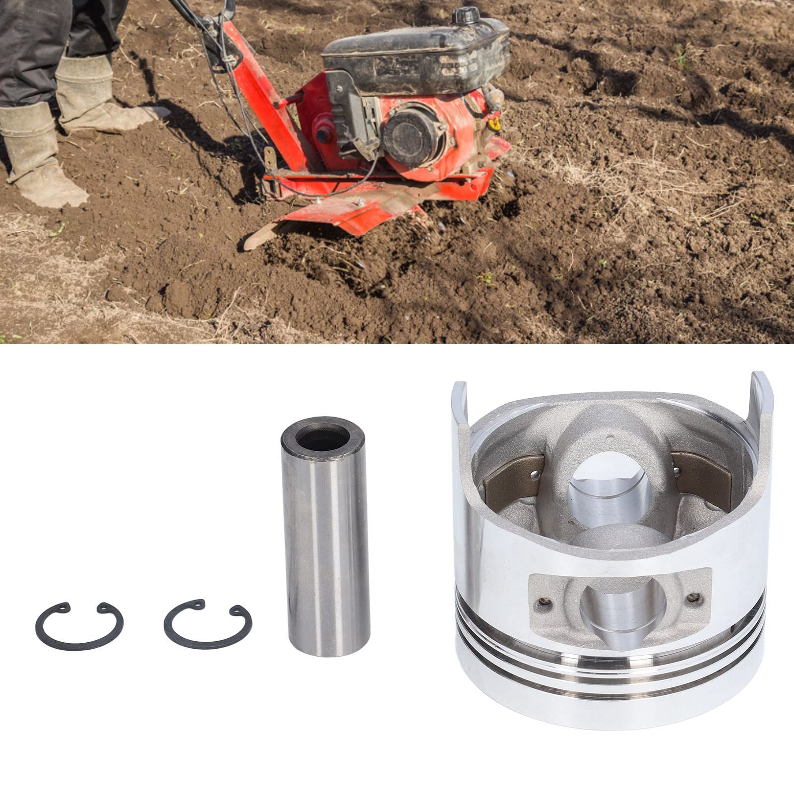 Topyond Air Cooled Engine Piston, Aluminum Steel Piston & Piston Ring Pin Clip Kit, Circlip Pin Accessories Replacement for 5KW Generator, Diameter 86MM Height 79MM