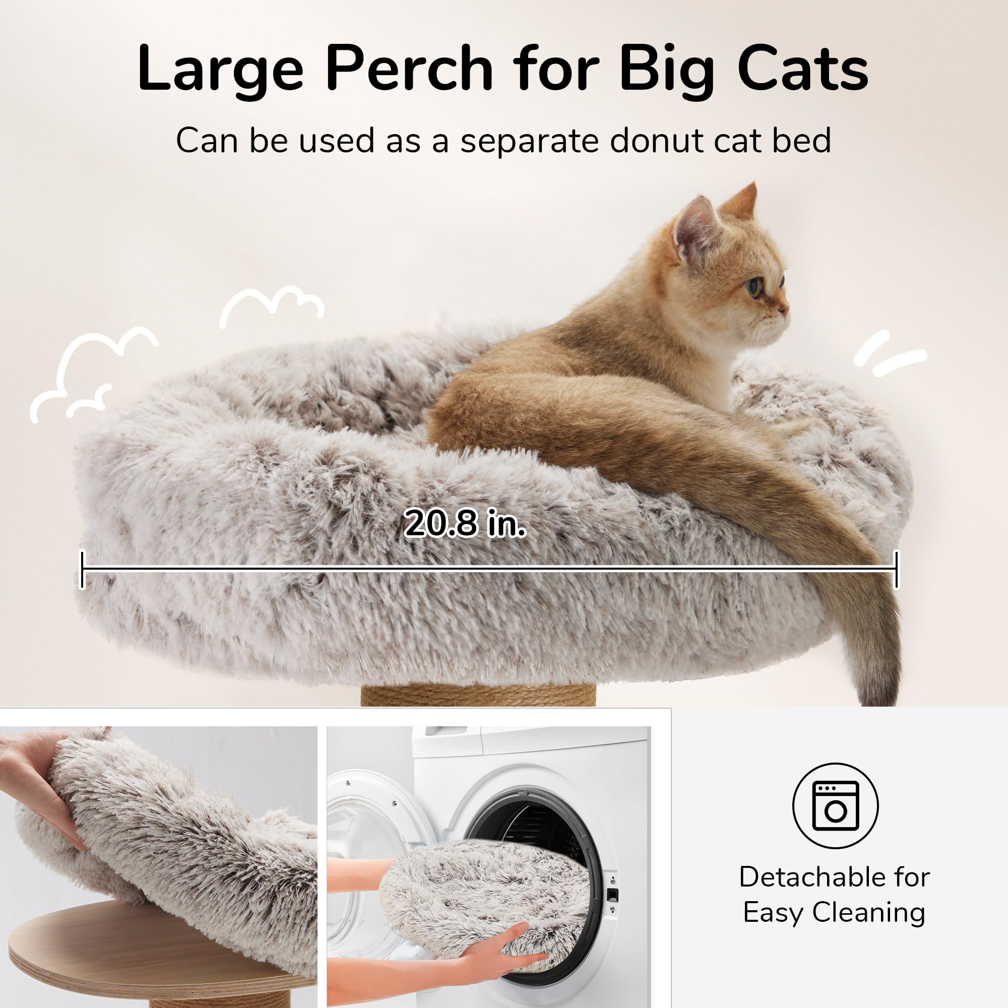 Hoge kattenboom – De Avonturier N°1 – Staande krabpaal – Taupe – 180 cm
