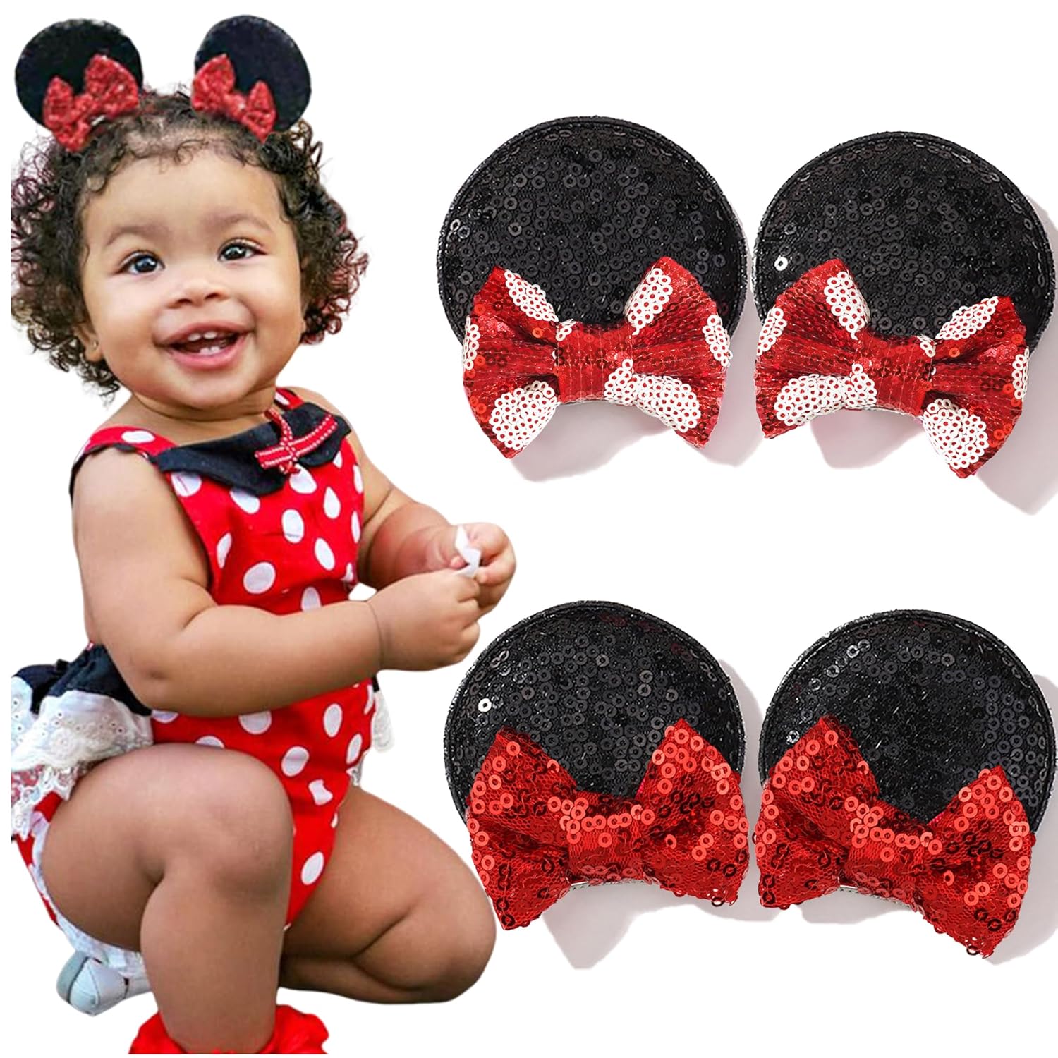 Ayesha Mouse Ears Hair Clips Mouse Ears for Toddler Girls Sequin Mouse Bows Barrettes Hair Accessories for Baby Girls Toddler Kids Costume Party 4PCS Ayesha Mouse Ears Hair Clips Mouse Ears for Toddler Girls Sequin Mouse Bows Barrettes Hair Accessories for Baby Girls Toddler Kids Costume Party 4PCS