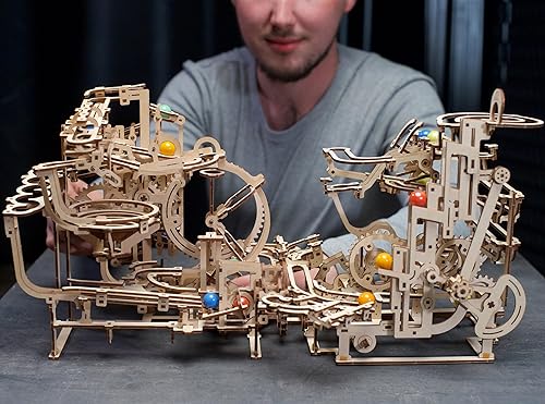 Miniatura 6 de UGEARS Marble Run - Rompecabezas de madera 3D con niveles para adultos, rompecabezas 3D, laberinto de gravedad, kit de modelo mecánico,