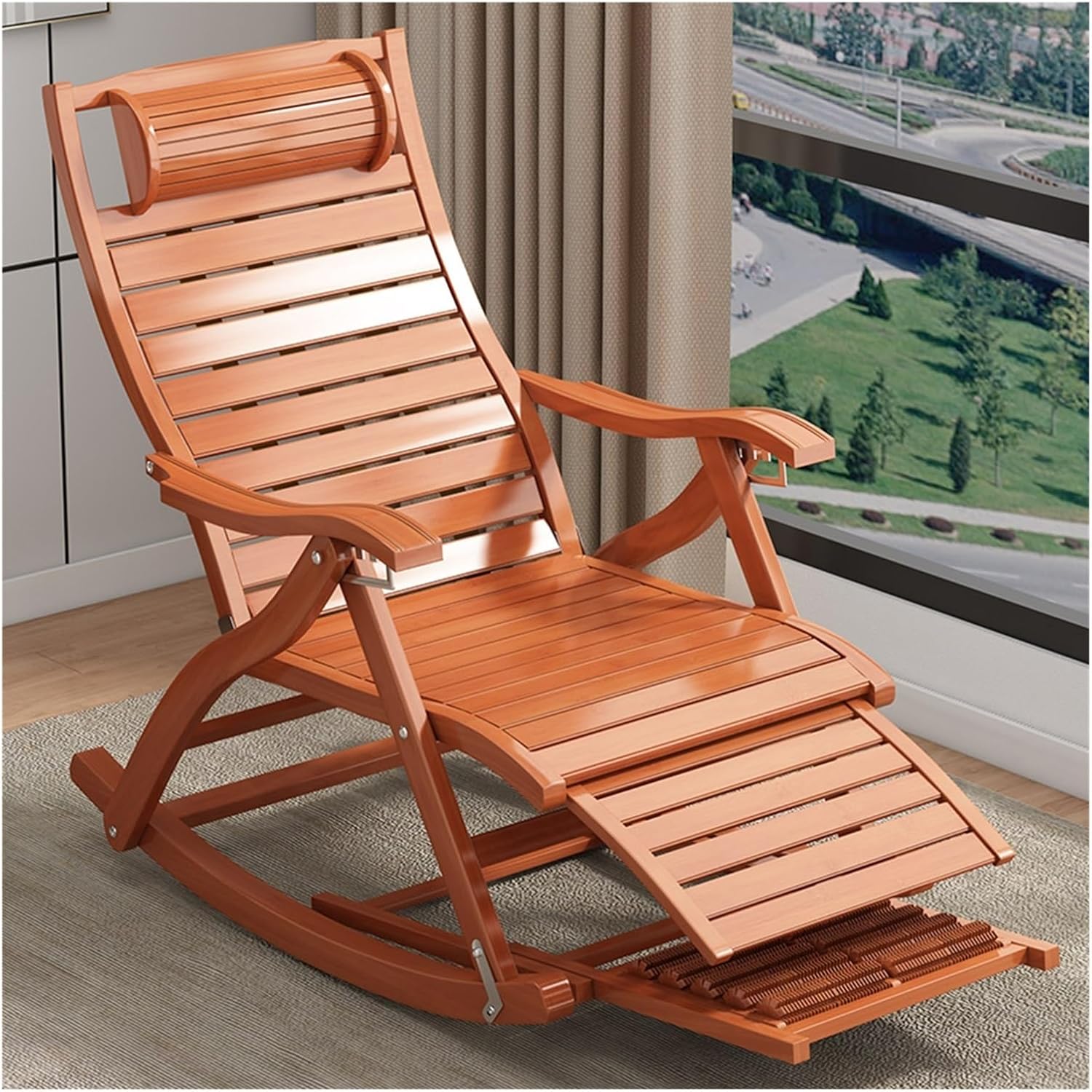 MEHWSUR Wooden Rocking Chair Foldable Zero Gravity Rocking