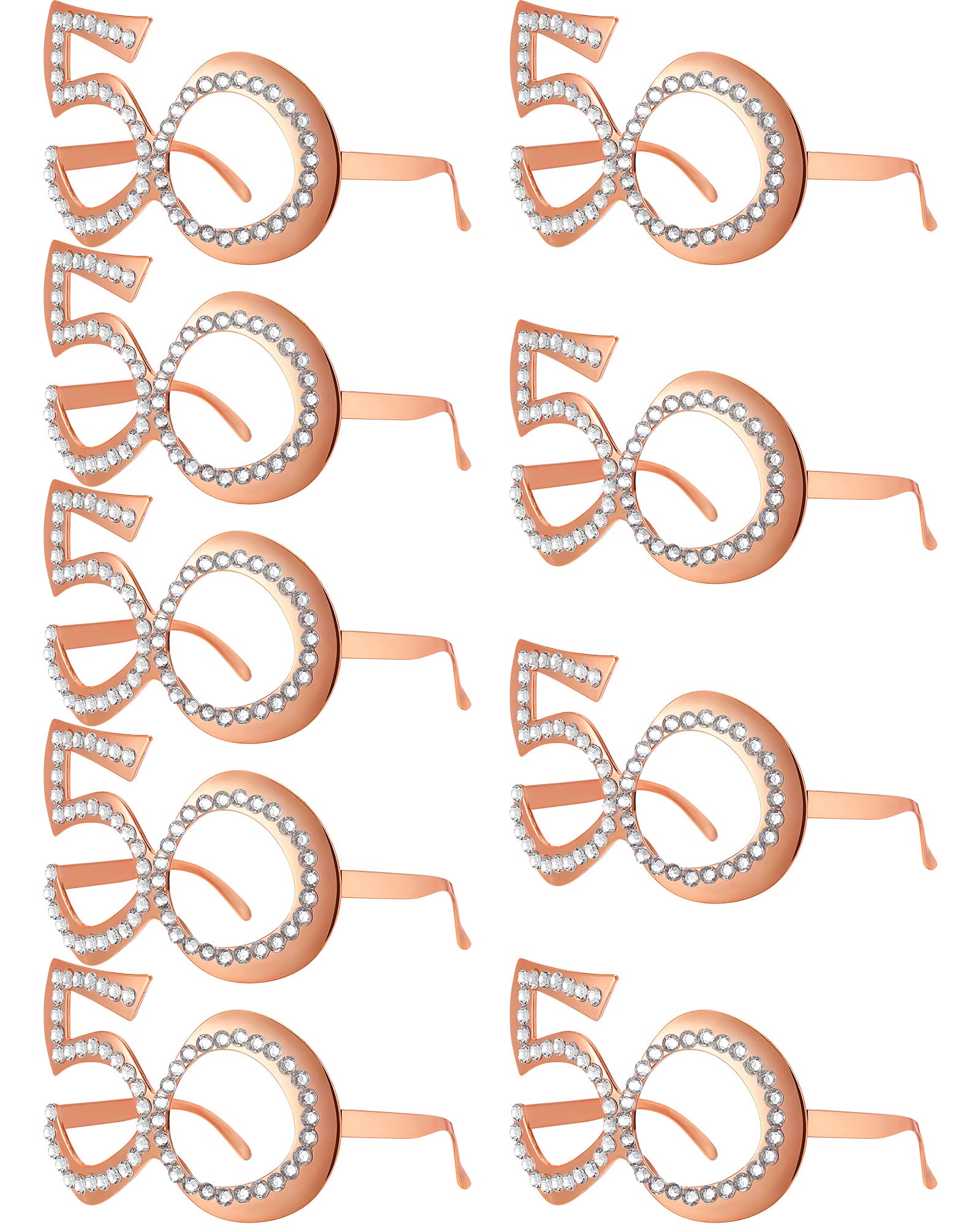 Frienda 9 Pairs 50th Birthday Glasses with Rhinestones Costume Sunglasses Novelty Eyewear Celebration Decoration