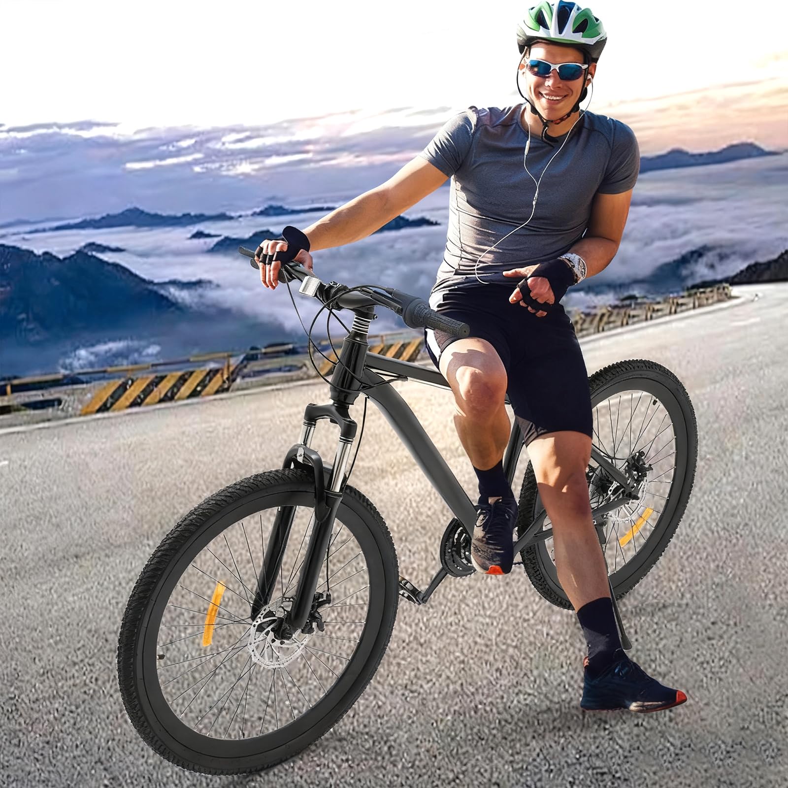 26 Zoll Fahrrads Mountainbike, 21 Gänge Schaltung Mountainbikes Scheibenbremse Fahrrad City Bike für Mädchen Jungen Herren und Damen, Schwarz
