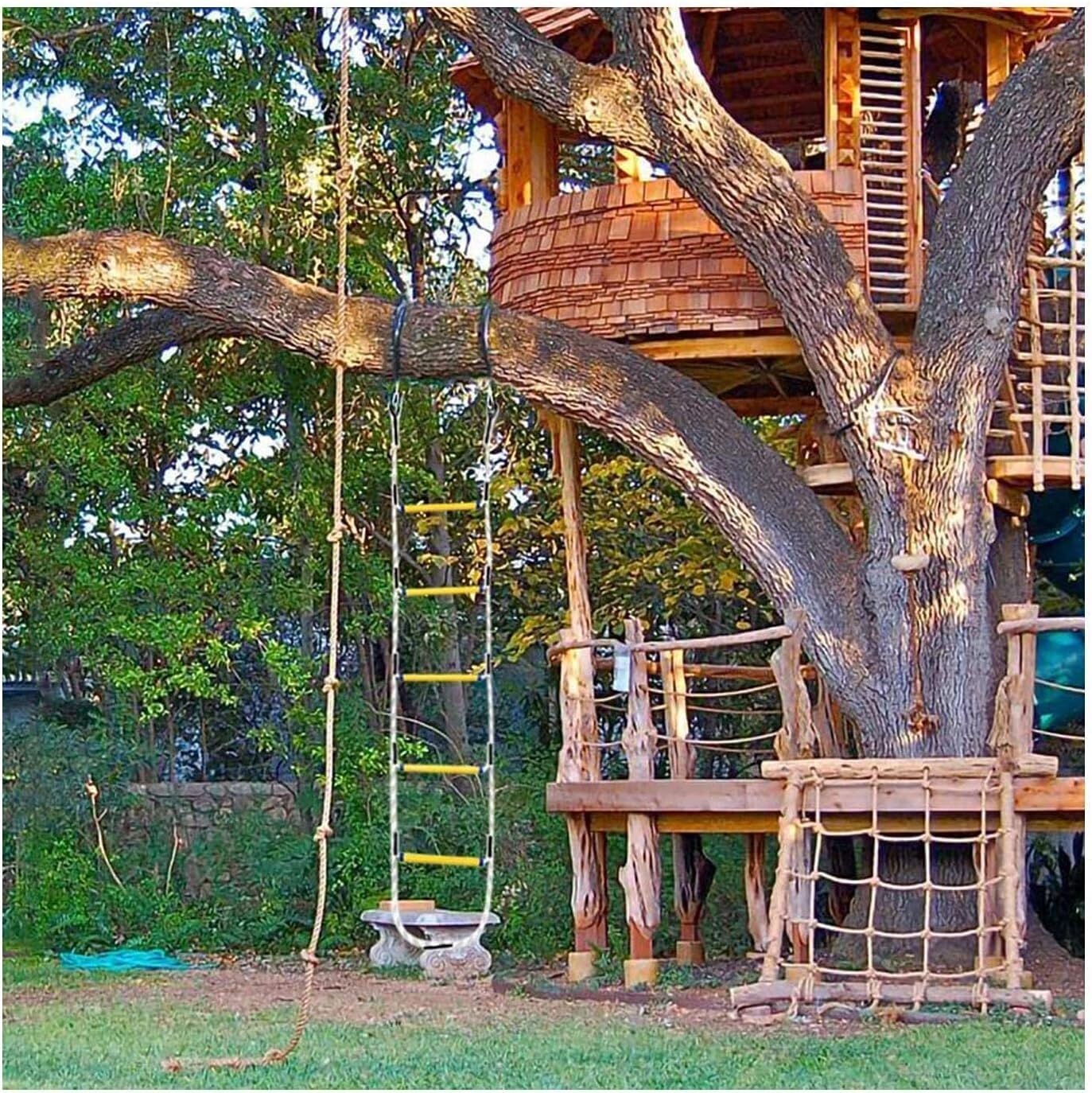 Rope Ladder Fire Escape 3M 8M 10M Retardant Safety Training Quick Deploy Hook(15m)