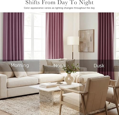 Miniatura 170 de PONY DANCE - Cortinas opacas aisladas térmicamente, set de 2 cortinas opacas con bolsillo para barra / pestaña trasera, paneles de cortinas opacas,