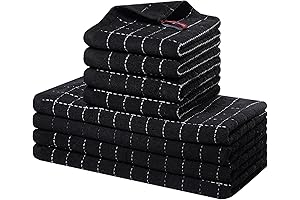 Homaxy Kitchen Towels and Dishcloths Set: Super Absorbent, Checkered Design