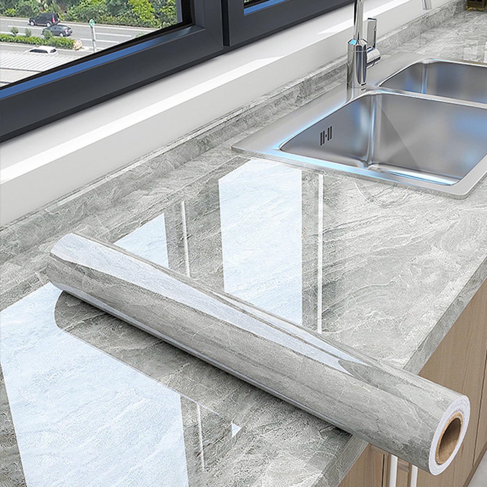 Papier de contact de marbre multicolore pour relooker la table basse et la cuisine
