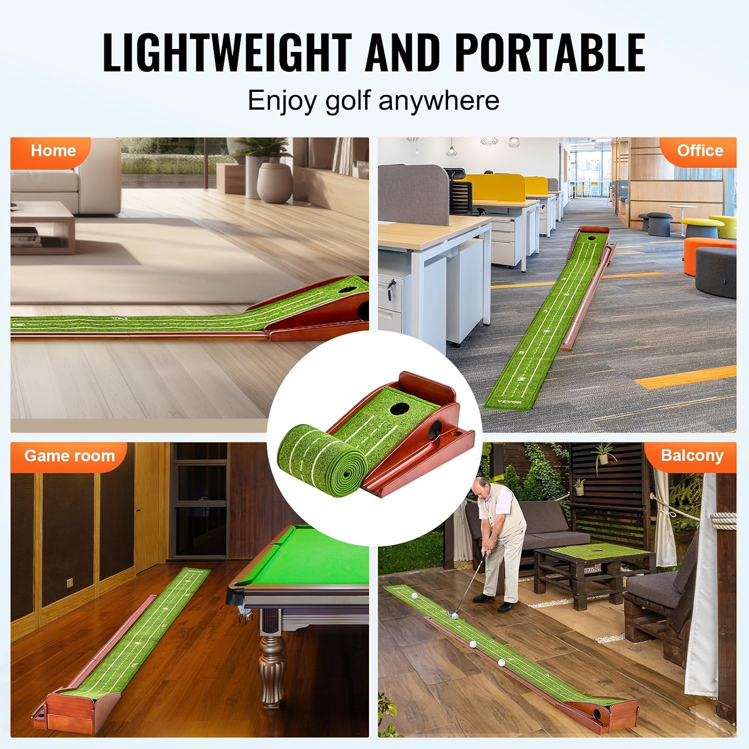 VEVOR Golf Putting Mat, Putting Green Indoor, Putting Matt for Indoors, Sports Spin n Putt Golf Game, Perfect Practice Putting Mat, Golf Putting Mats Practice Auto-Ball Return