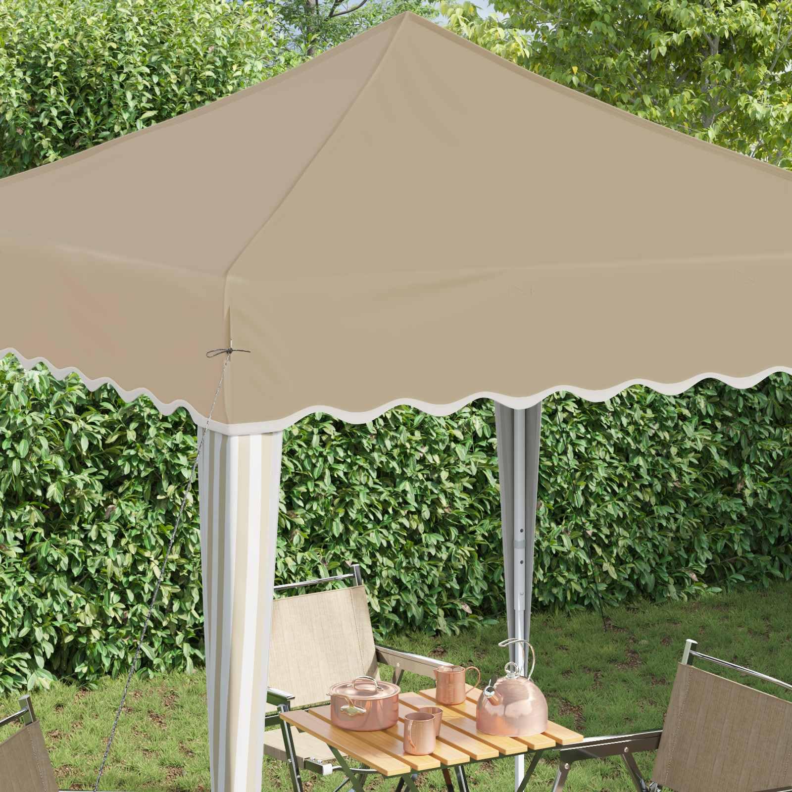 Pop-up pawilon ogrodowy z materiału Oxford, 195 x 195 x 245 cm, kremowy, składany pawilon odporny na warunki atmosferyczne, z ochroną przed promieniowaniem UV, na wesele, grill, festiwal