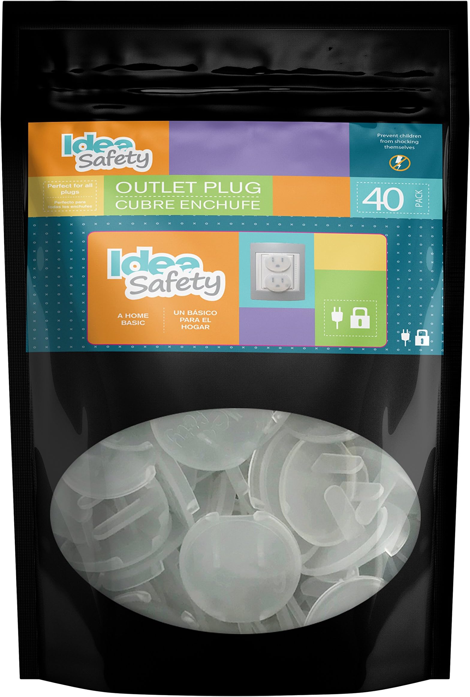 Outlet Plugs Covers (40 Pack) Clear Child Baby Proof - Electrical Protector - Safety Caps by Idea Safety - Home Basic