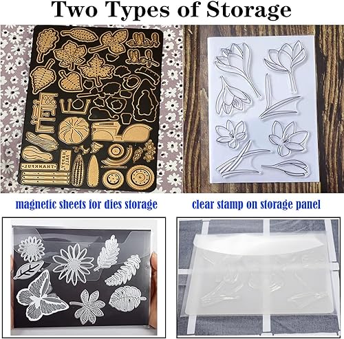 Miniatura 2 de 40 bolsas de almacenamiento transparentes para sellos y troqueladas con hojas magnéticas y paneles de sellos, bolsillos de almacenamiento de
