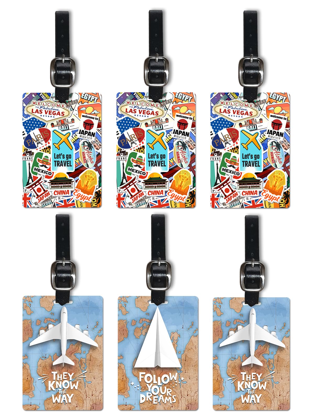 Lentikart 3D Lenticular Luggage Tag Set of 6 | Stamp Sticker + Paper Plane | Luggage/Bag/Travel ID Label Tags for Suitcase & School Bags-image-29