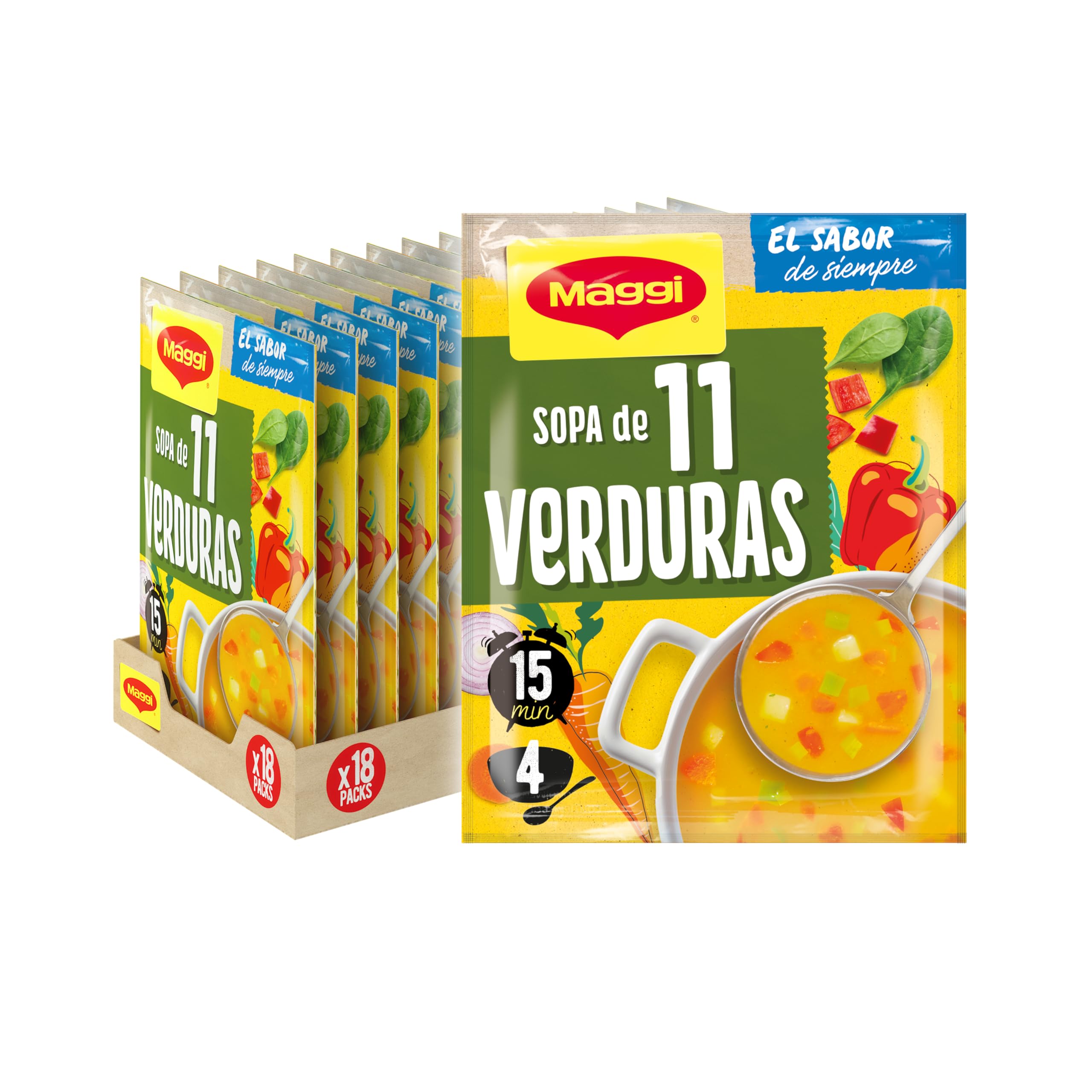 MAGGI Sopa de Pollo con Fideos Finos - Sopa Deshidratada - Pack de 18 x 82g (4 raciones por sobre) — view 11