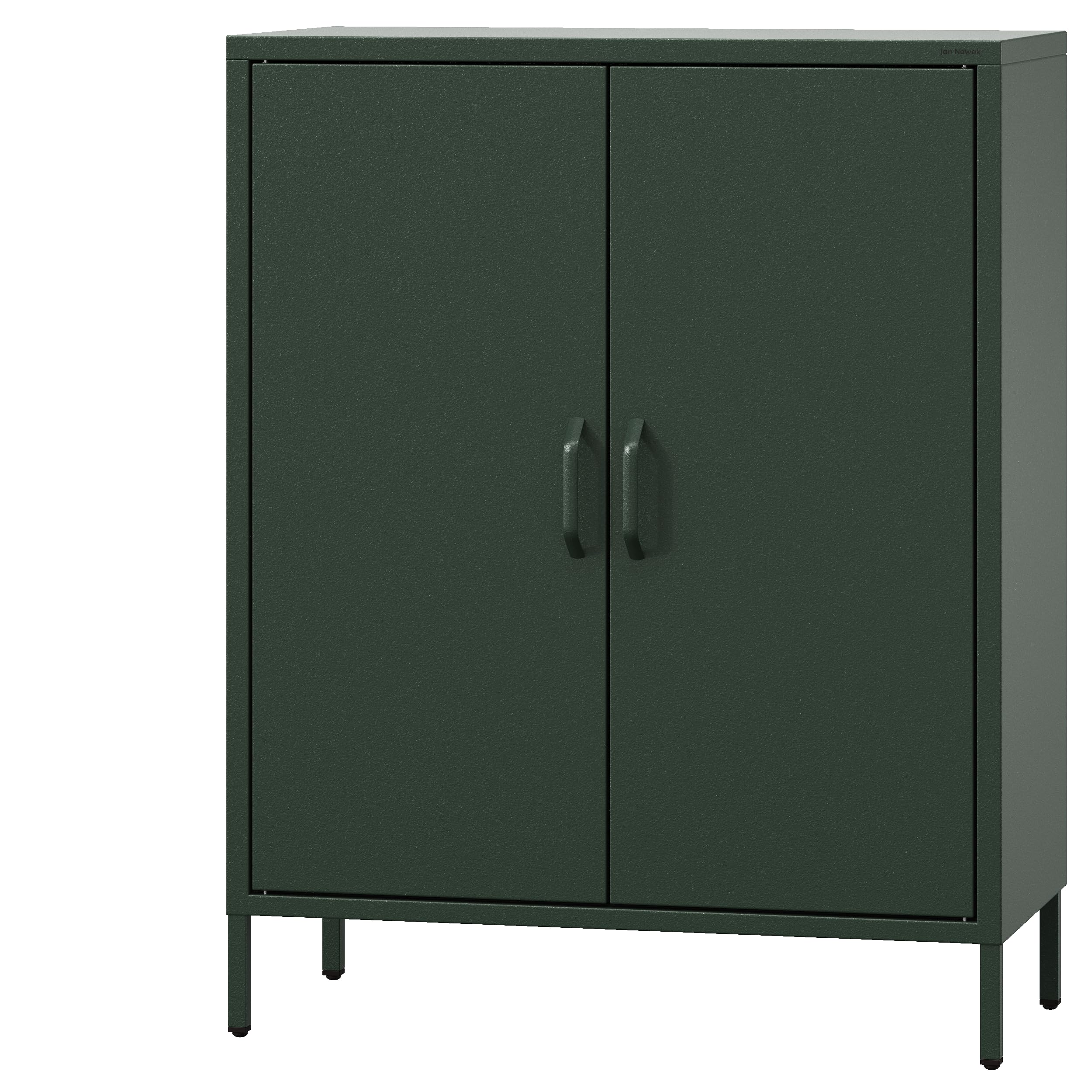 Jan Nowak Sideboard aus Metall, Kommode Glitzernd mit Doppeltür - VITO | Magnetverschluss, Verstellbare Einlegeböden | Highboard Wohnzimmer, Flur, Industriedesign | 80 x 101,5 x 40 cm | Flaschengrün