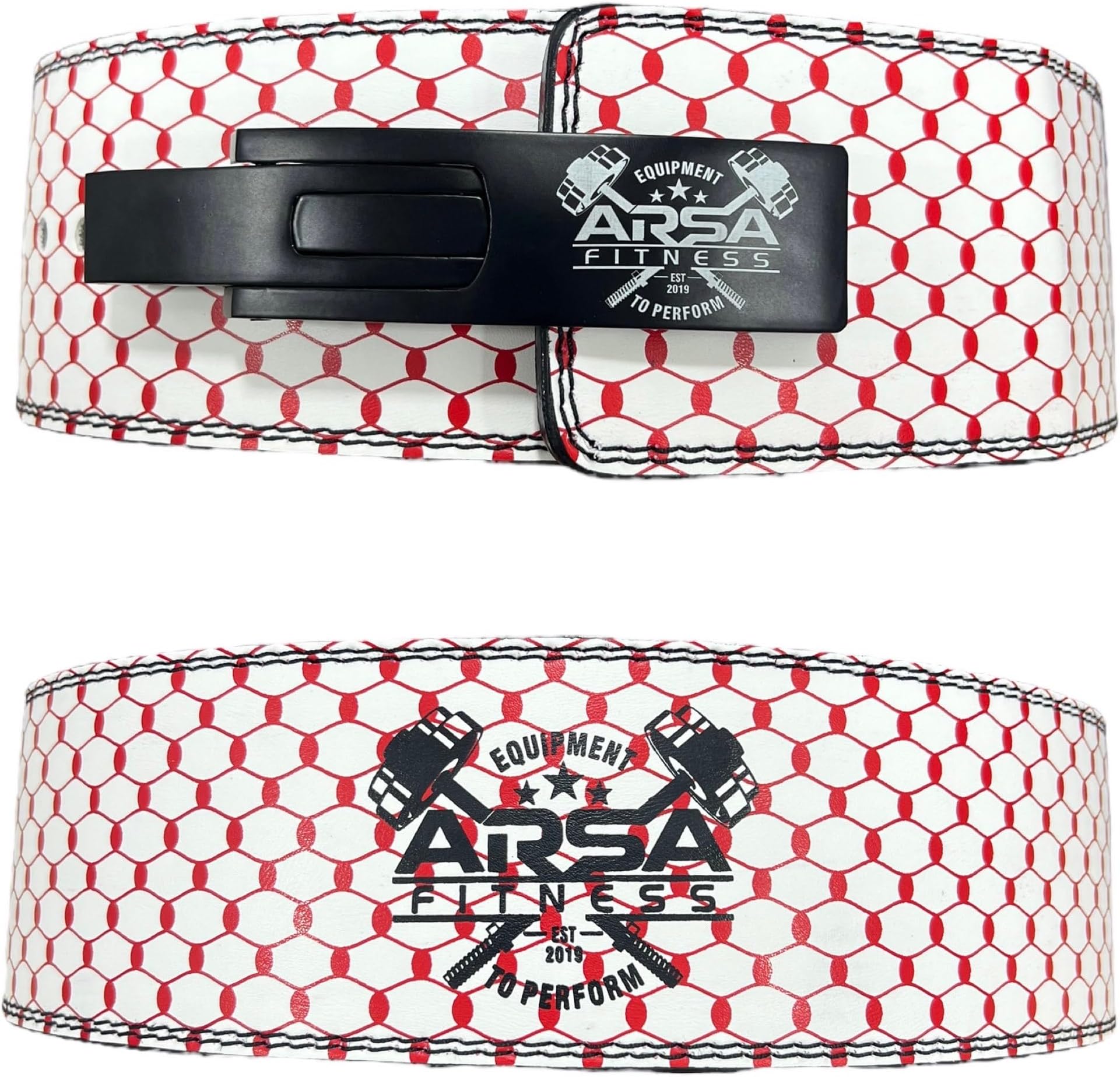 Weightlifting Adjustable Buckle Belt for Men & Women Real Cow Hide Leather for Powerlifting Back Support Workout Deadlifts Squats 10MM Thickness 4" Width - Kufiya Print