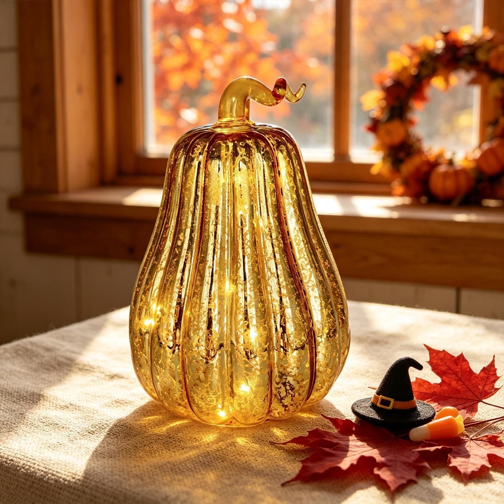 Generico Luminosa Lampada del Raccolto Autunnale con Caldo Arancione | Decorazione Lampada da Tavolo a Per Halloween, Ringraziamento, , Tavolo Da Pranzo, Libreria