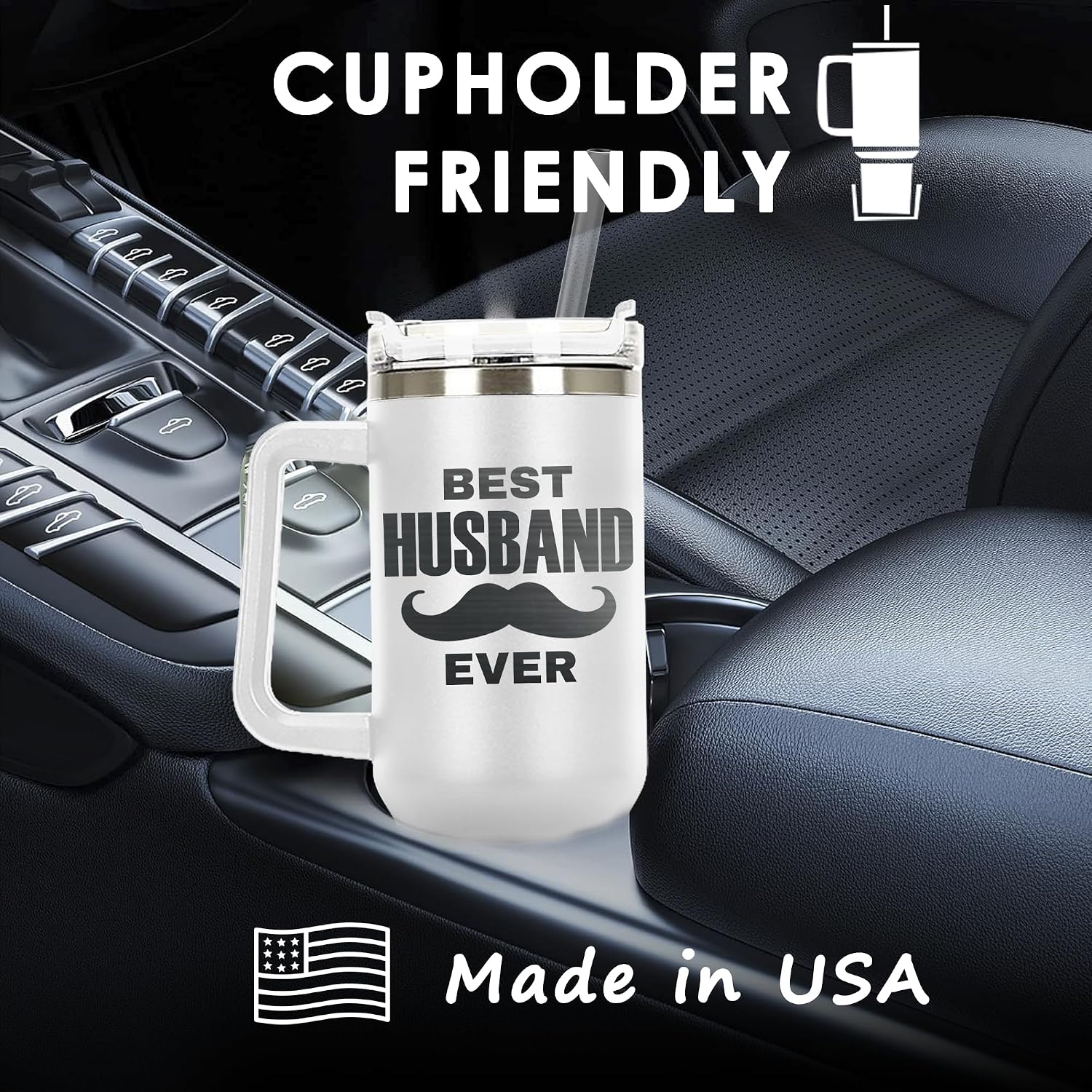 Hubby Nutrition Facts Personalized Tumbler 40 oz Laser Engraved, Insulated Cup with Handle, Lid and Straw, Valentines Day, Birthday Coffee Mug Gifts For Men,Him,Romantic Husband Custom tumbler Gift