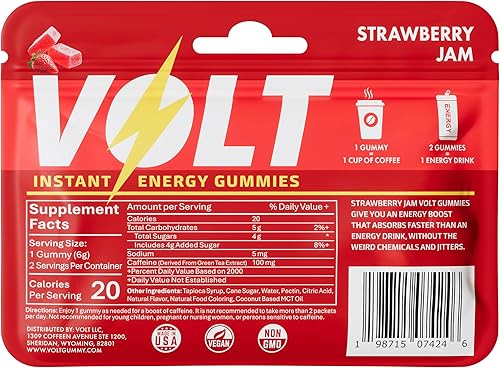 Miniatura 2 de Volt - Gomitas de energía instantánea  100 mg de cafeína por gomita  Combustible de acción rápida para entrenamiento, carrera y rendimiento de