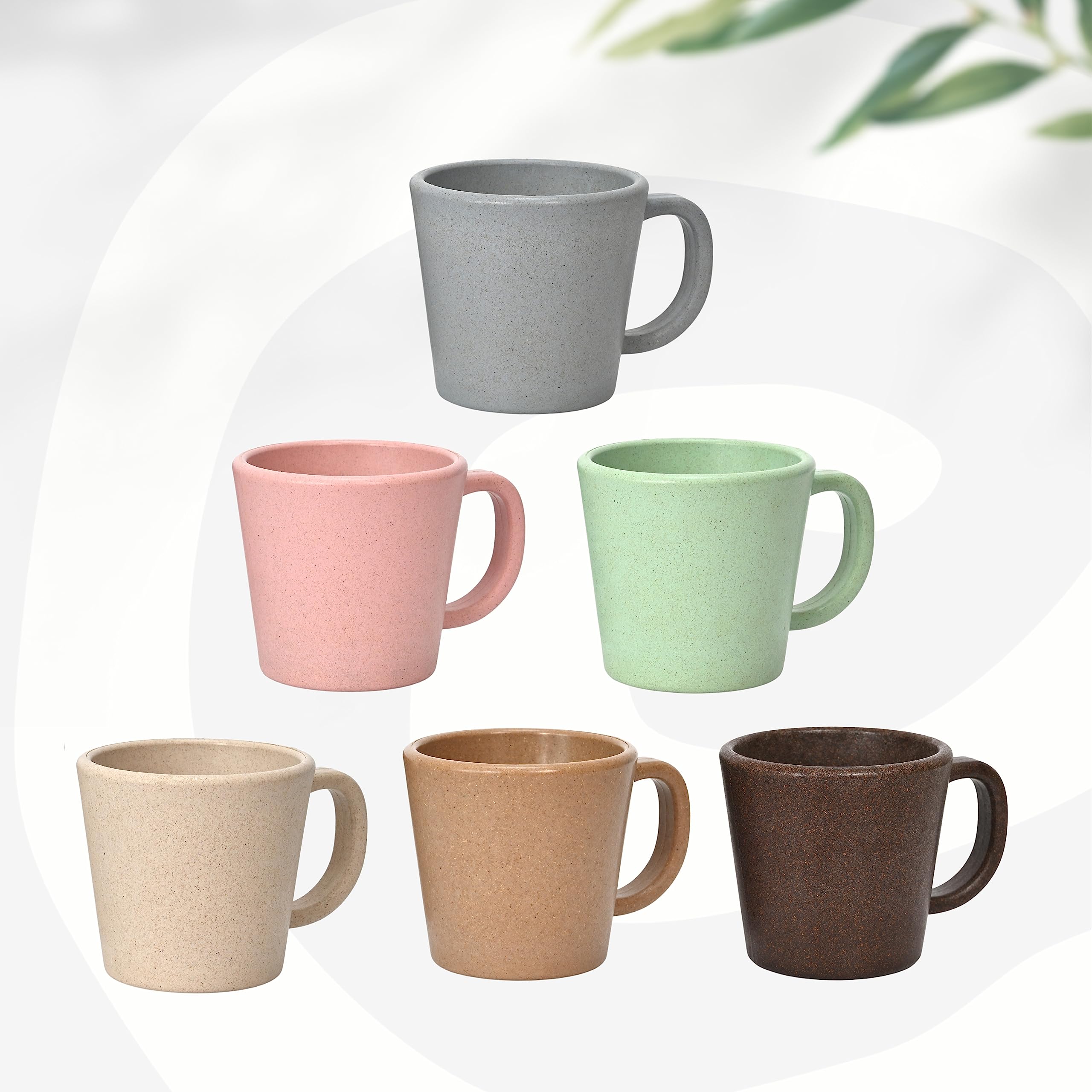 EhaEarth-Friendly Majestic Coffee Mug Set of 2 |375 ml|Made with Rice Husk & Bamboo Fibers|Microwave Safe|Hot & Cold Coffee Cup, Milk & Tea Cup |Matte Finish mugs for coffee | Multicolor