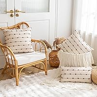 Vista 4 de Juego de 2 fundas de almohada bohemias de 12 x 20 pulgadas, modernas, rústicas, decorativas, cuadradas, neutrales, para sofá, cama, beige y marrón
