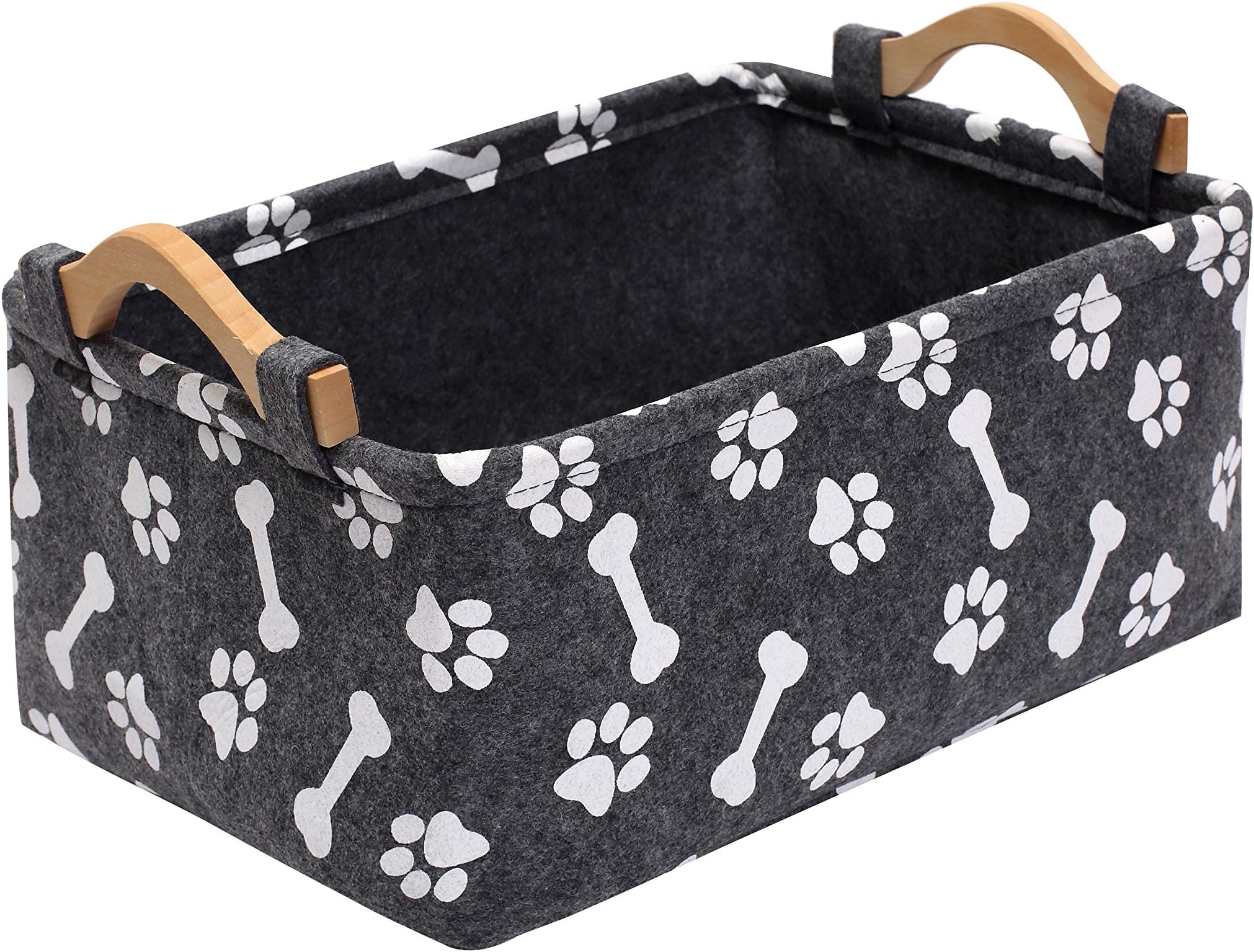 Pet Toy Basket Metal and Wood Dog Toy Storage Basket