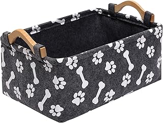 Morezi Felt Dog Storage Box and Puppy Toy Box Dog Clothes Box - Idea for organizing pet Toys, Blankets, leashes and Dry Food Grey
