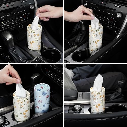 Miniatura 5 de JUSTTOP Soporte para pañuelos de automóvil, portavasos Kleenex de viaje para automóvil con 4 pañuelos faciales, práctica bolsa de pañuelos,