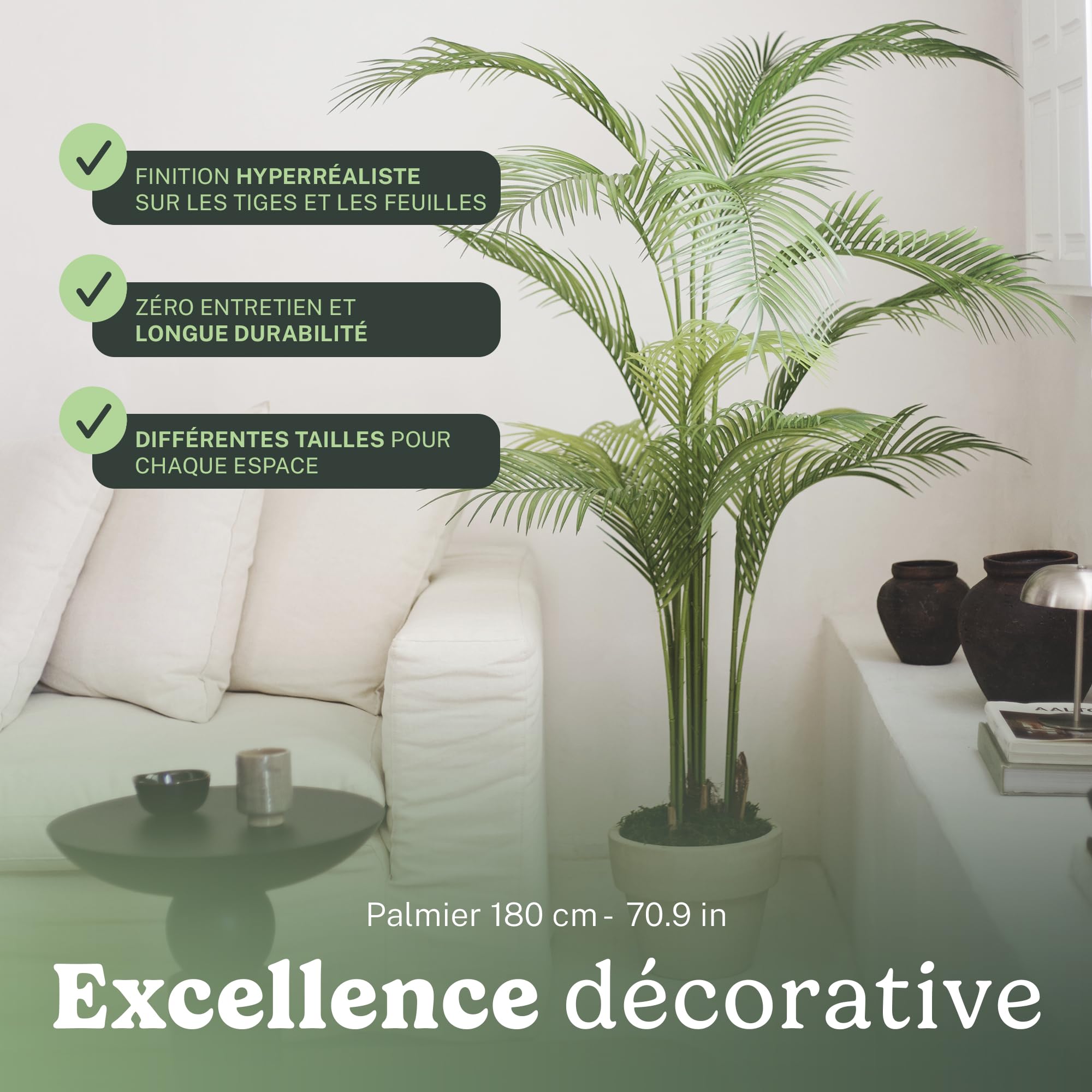 Maia Shop Palmier Areca Artificiel 180 cm - Faux Arbre d'Intérieur
